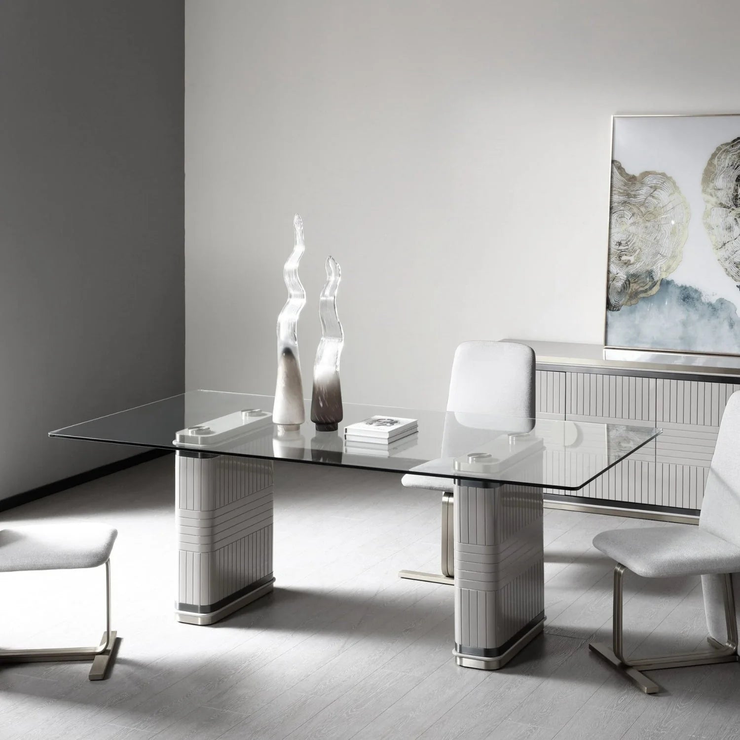 Luxury Tempered Glass Dining Table Modern Italian Style for Villa