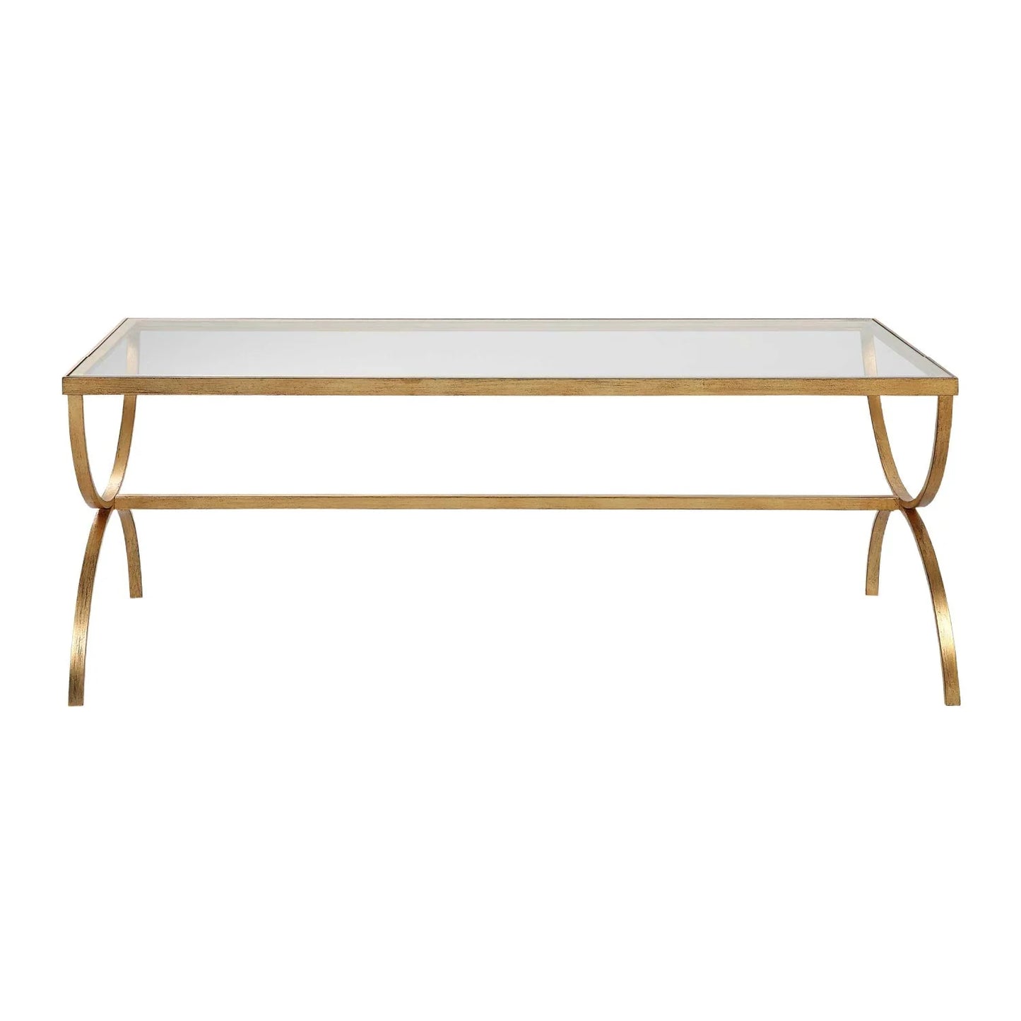Luxury Tempered Glass Gold Coffee Table Modern Italian Style for Villa