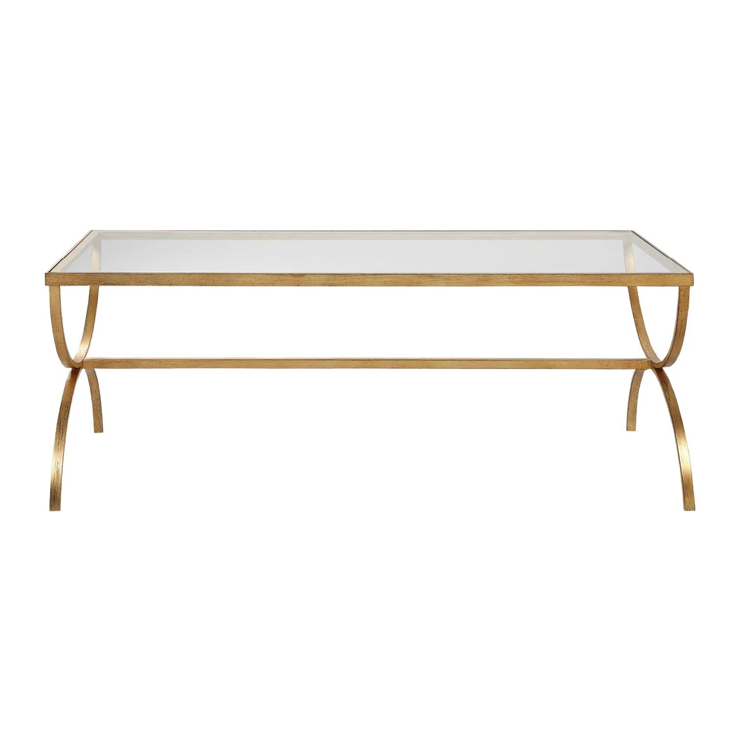 Luxury Tempered Glass Gold Coffee Table Modern Italian Style for Villa