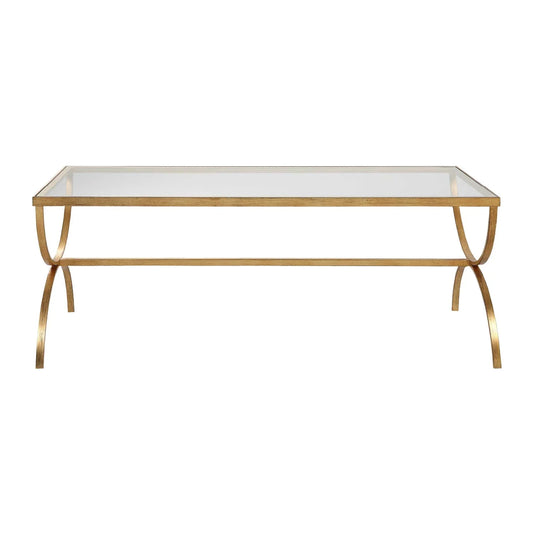 Luxury Tempered Glass Gold Coffee Table Modern Italian Style for Villa