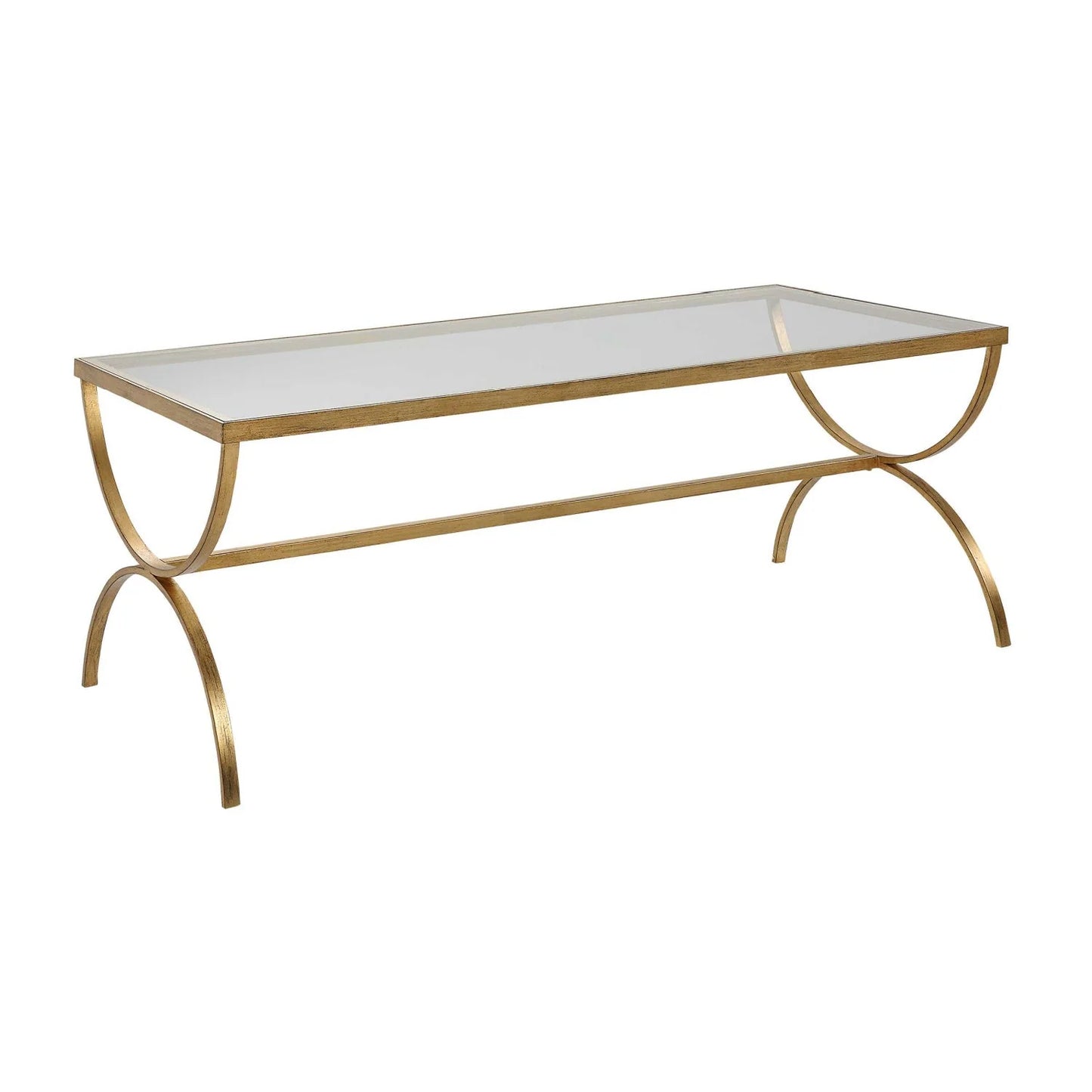 Luxury Tempered Glass Gold Coffee Table Modern Italian Style for Villa