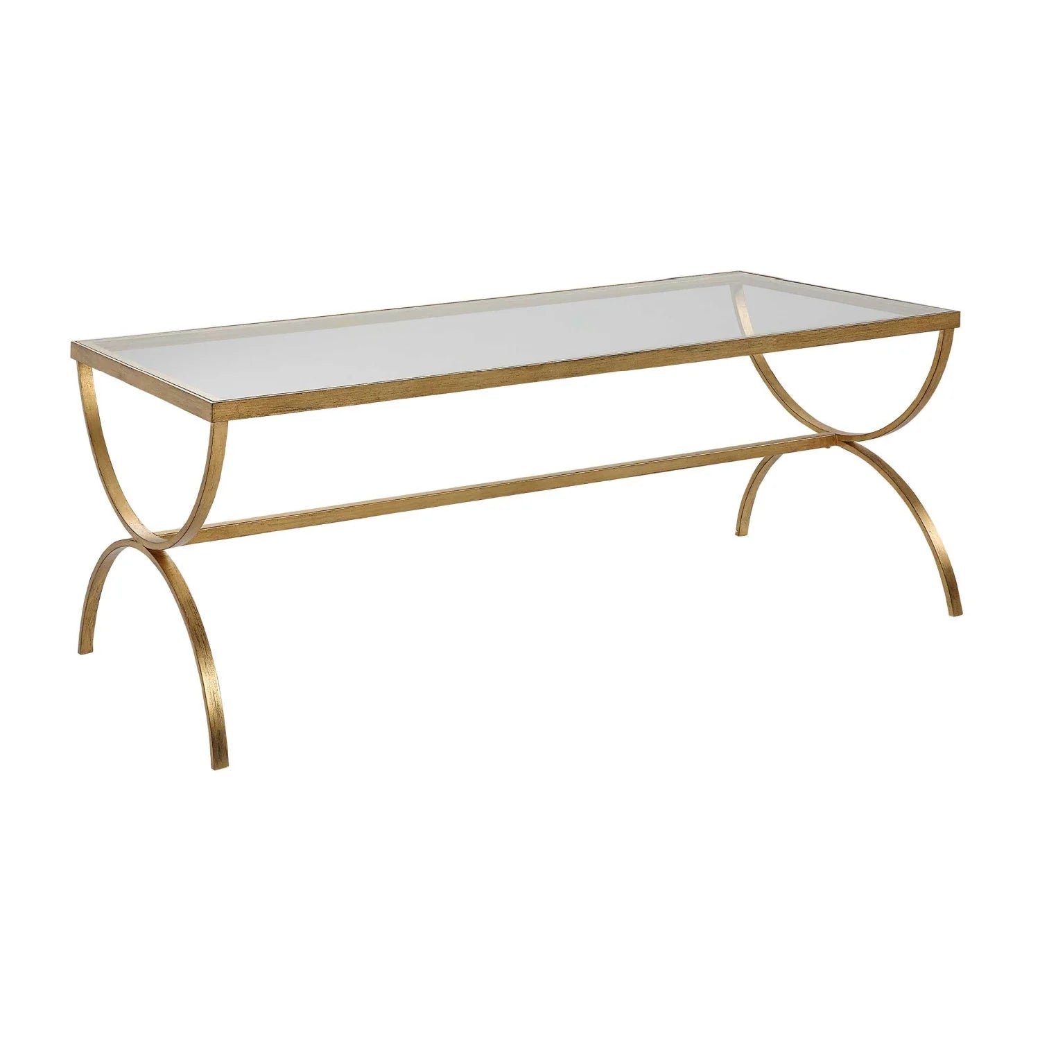 Luxury Tempered Glass Gold Coffee Table Modern Italian Style for Villa