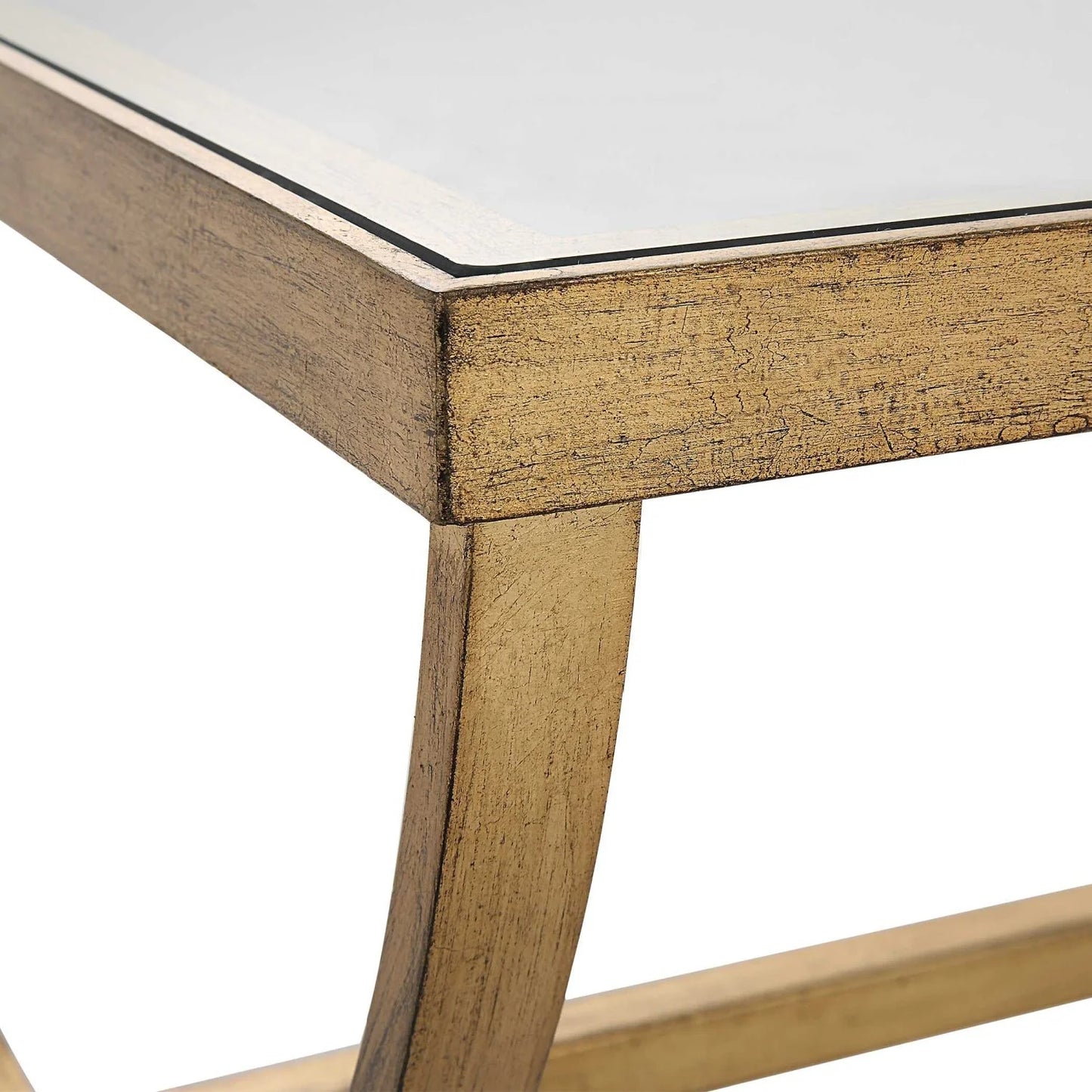 Luxury Tempered Glass Gold Coffee Table Modern Italian Style for Villa