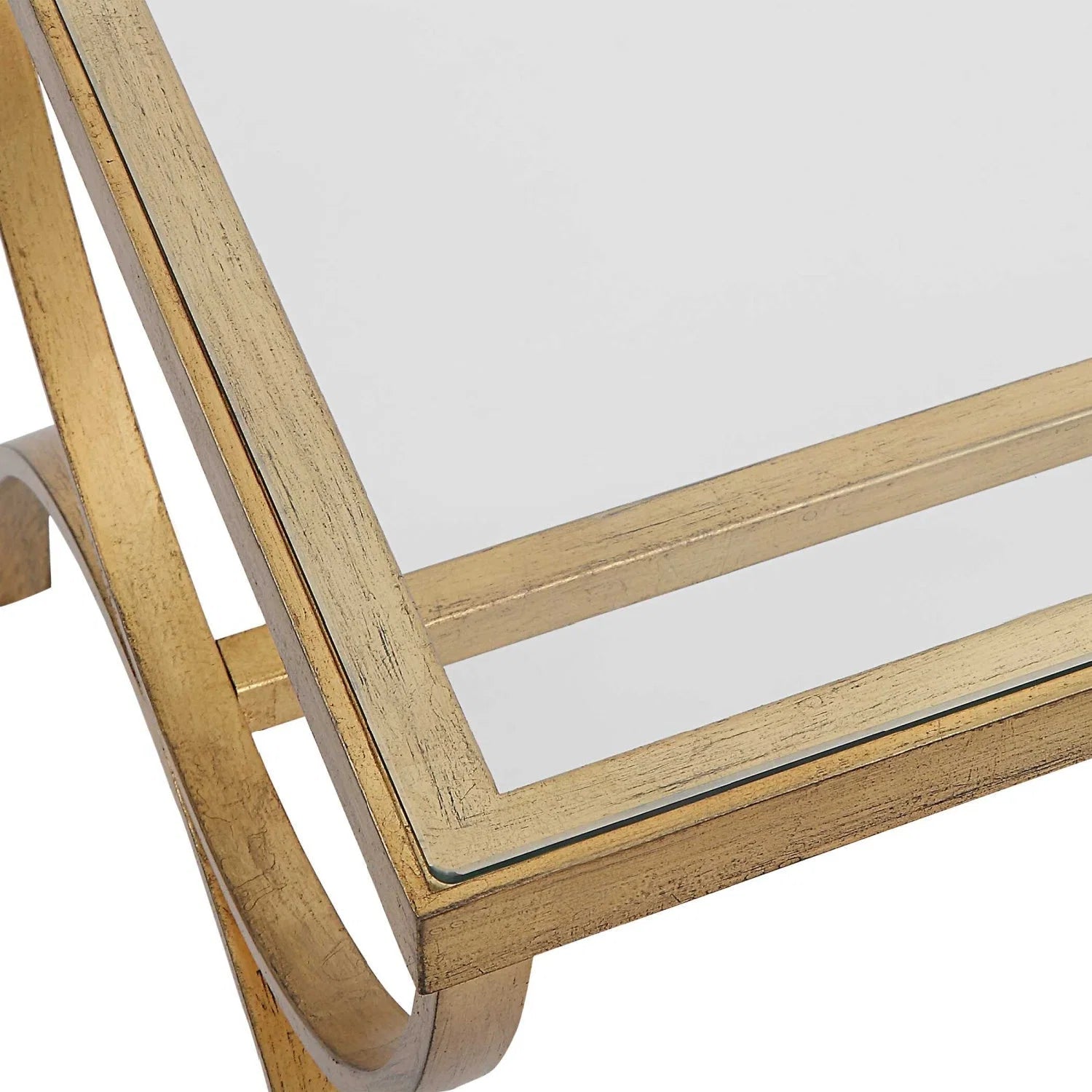Luxury Tempered Glass Gold Coffee Table Modern Italian Style for Villa