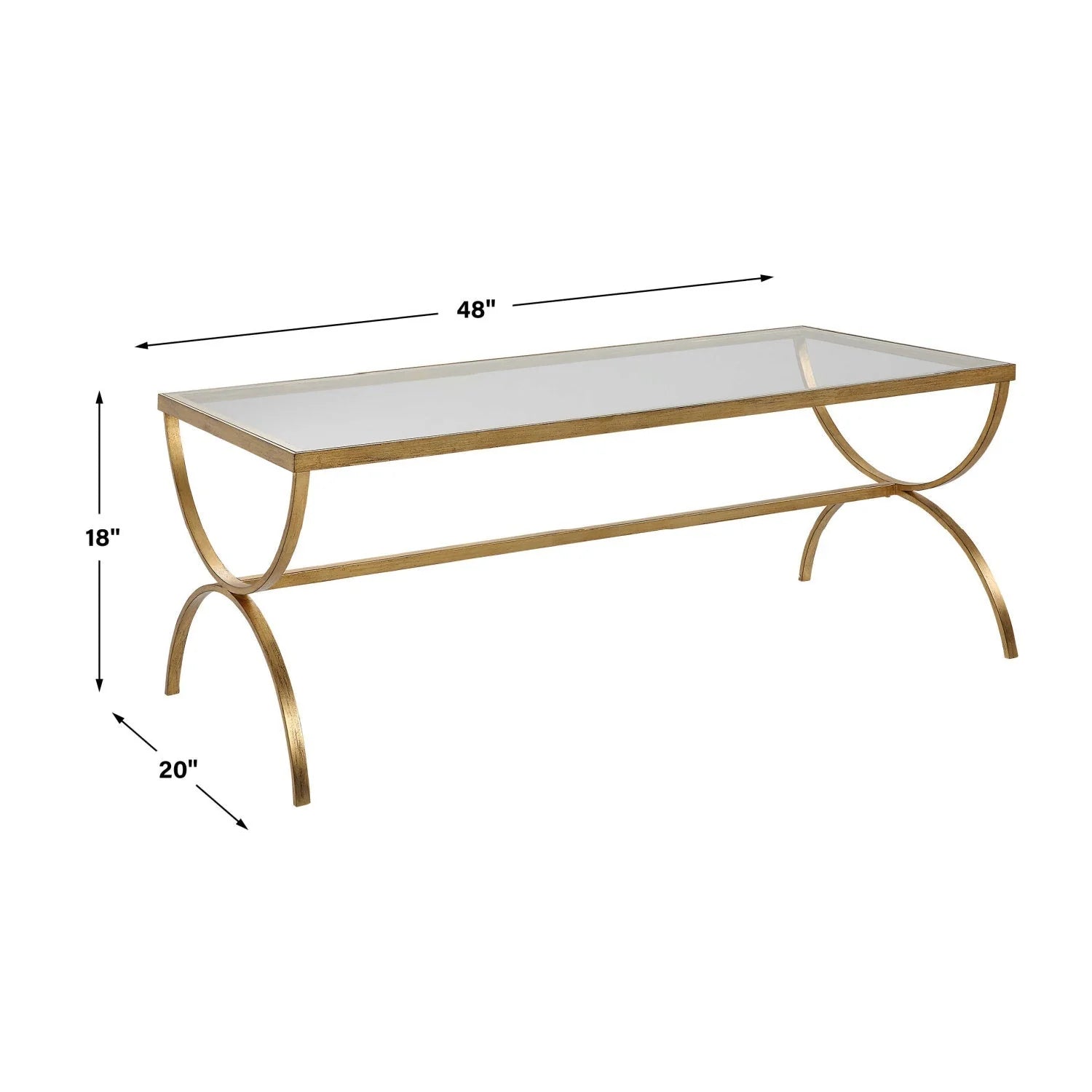 Luxury Tempered Glass Gold Coffee Table Modern Italian Style for Villa