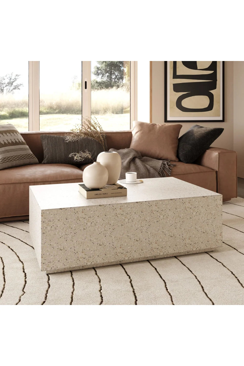 Luxury Terrazzo Concrete Coffee Table Modern Italian Style for Villa