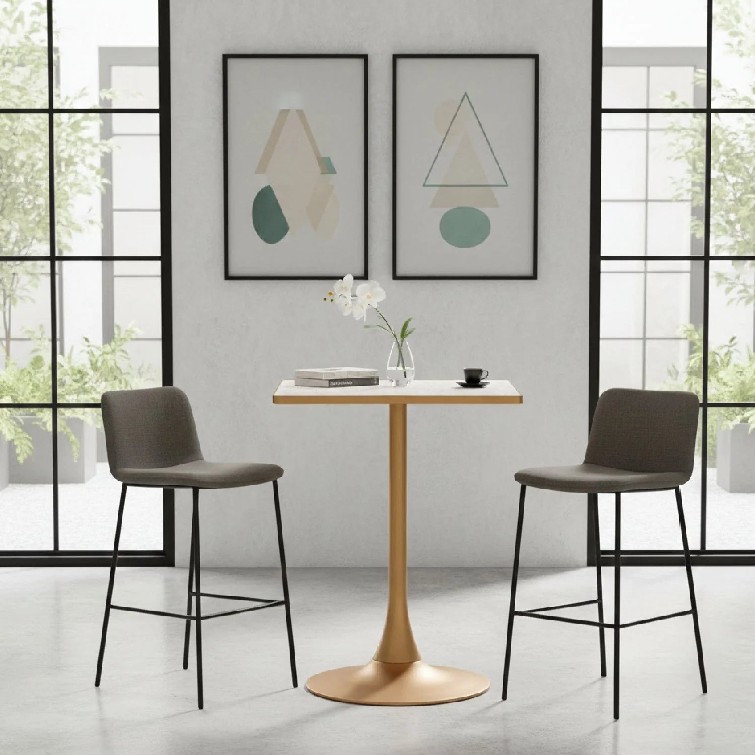 Luxury Terrazzo Square Bistro Table Modern Italian Style for Villa