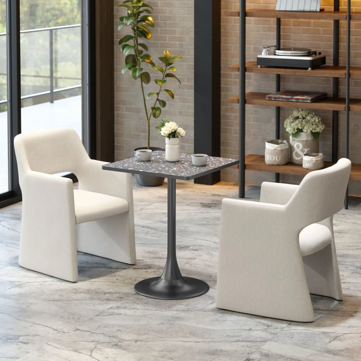 Luxury Terrazzo Square Bistro Table Modern Italian Style for Villa