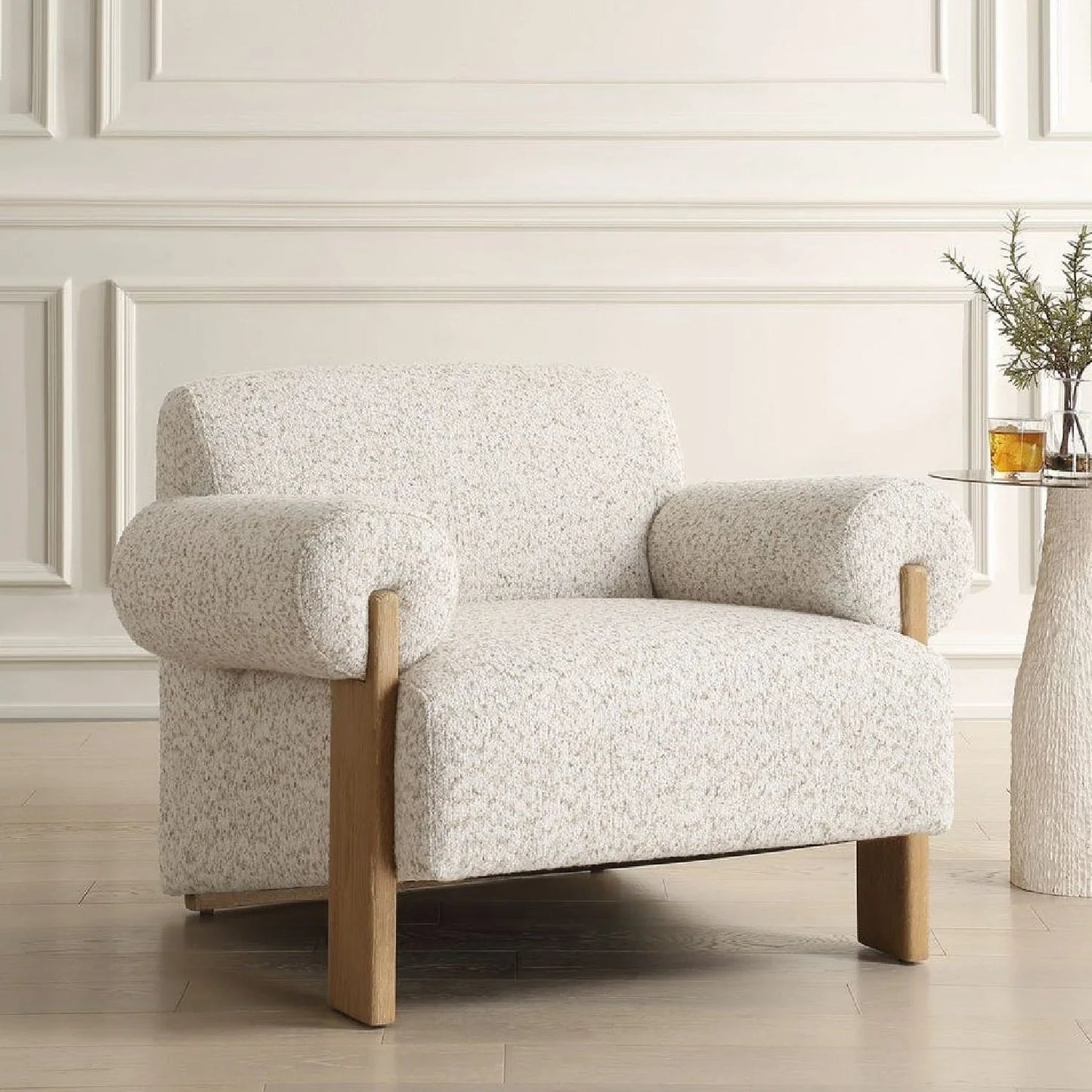 Luxury Textured Boucle Accent Lounge Chair Modern Italian Style for Villa