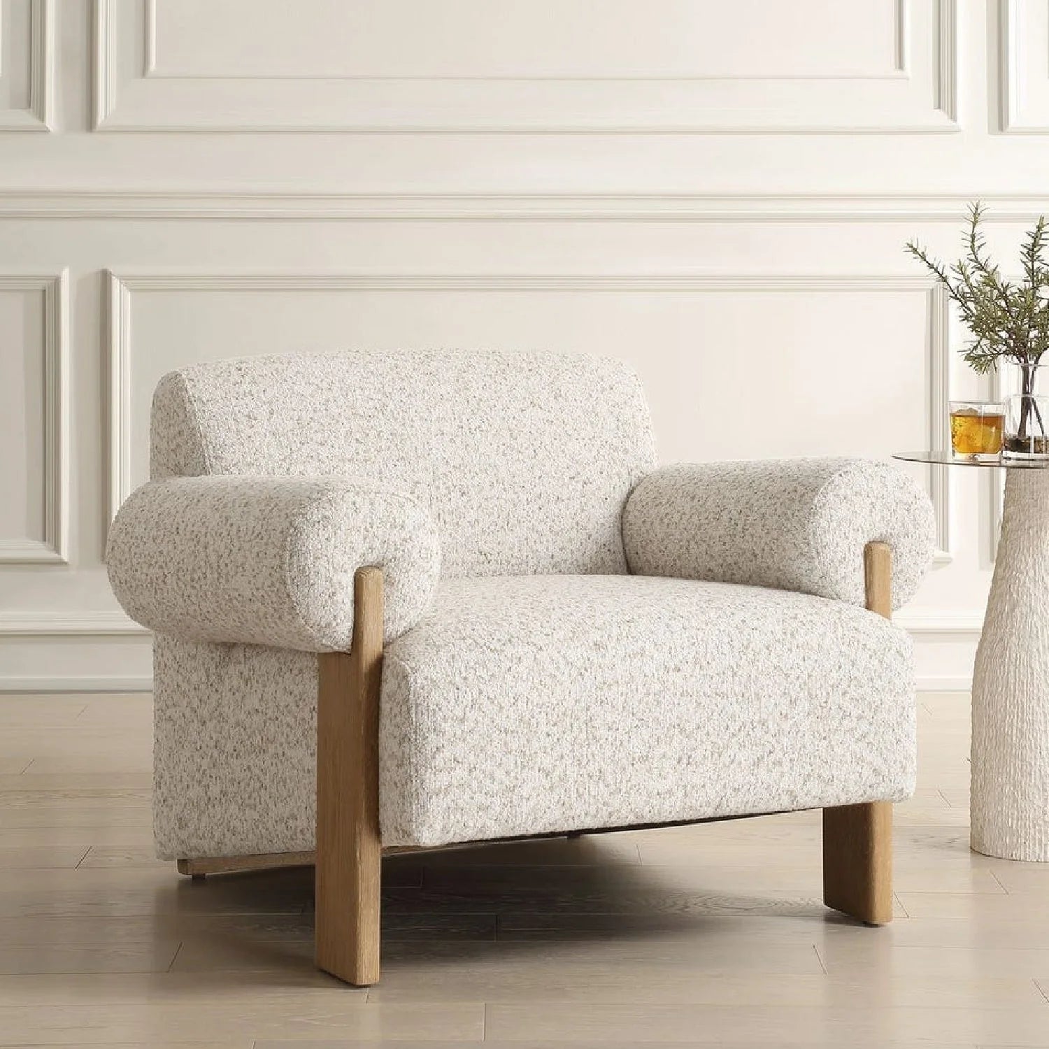 Luxury Textured Boucle Accent Lounge Chair Modern Italian Style for Villa