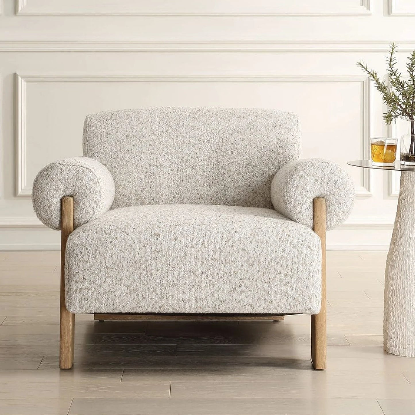 Luxury Textured Boucle Accent Lounge Chair Modern Italian Style for Villa