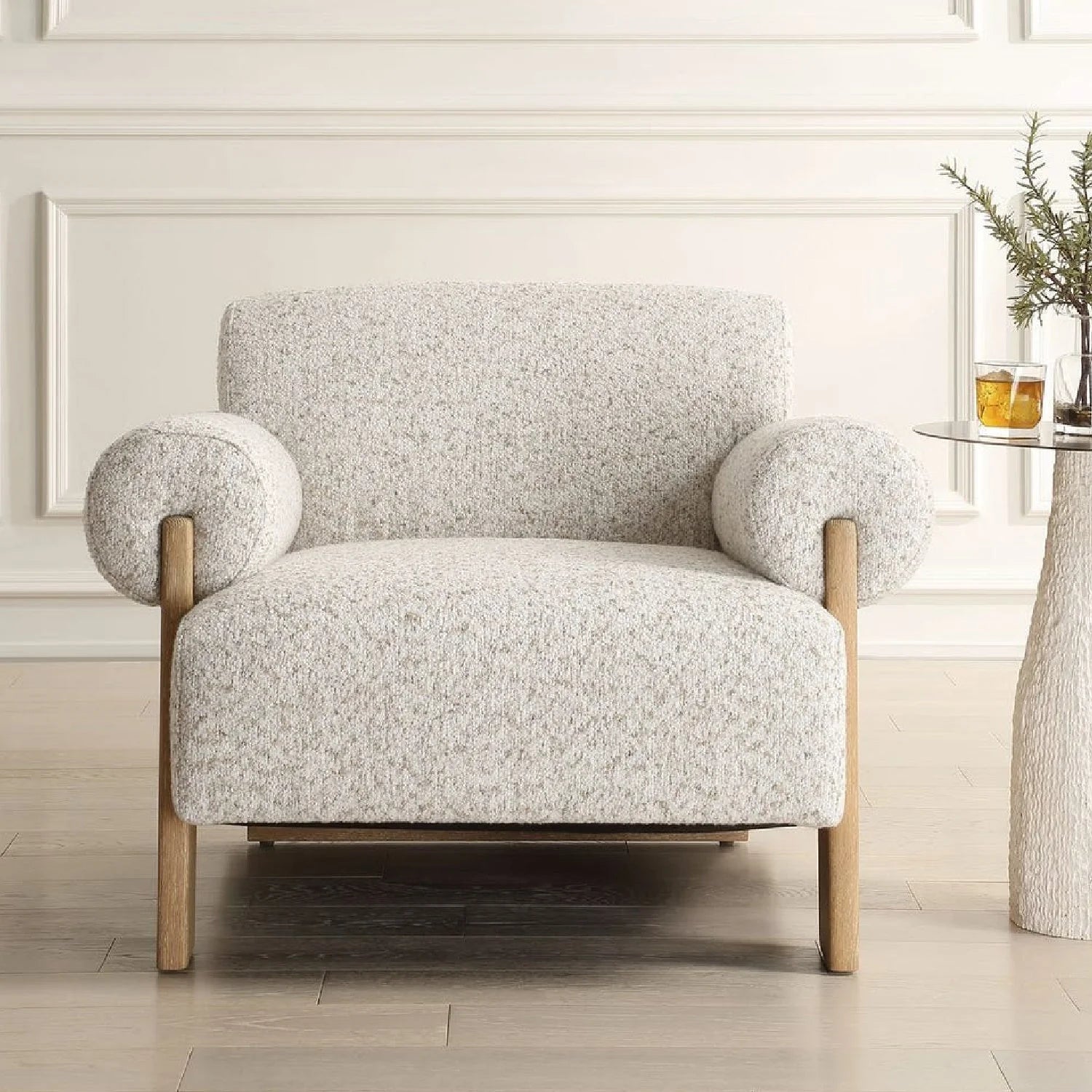 Luxury Textured Boucle Accent Lounge Chair Modern Italian Style for Villa