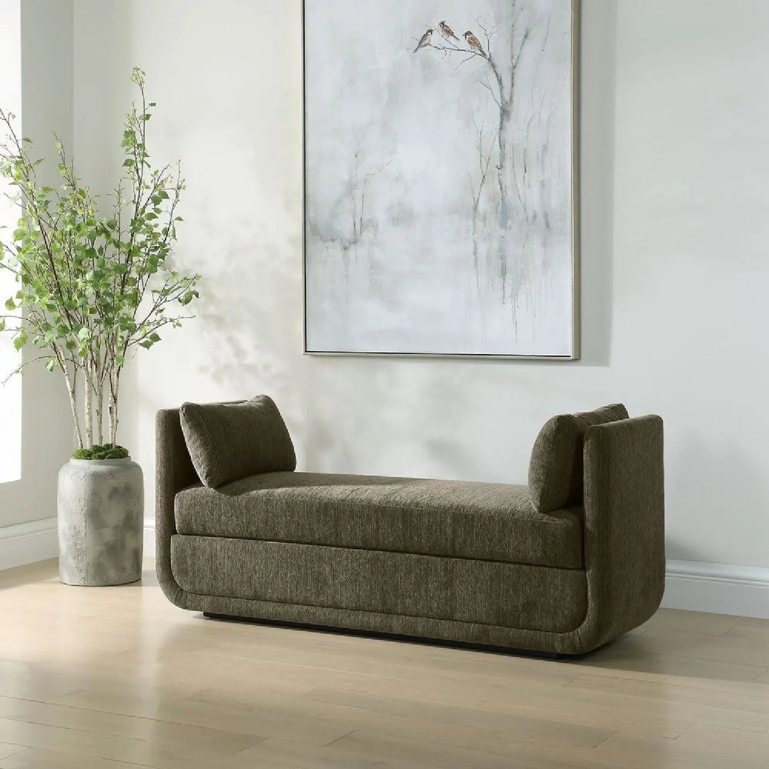 Luxury Textured Chenille Bench European Style for Villa