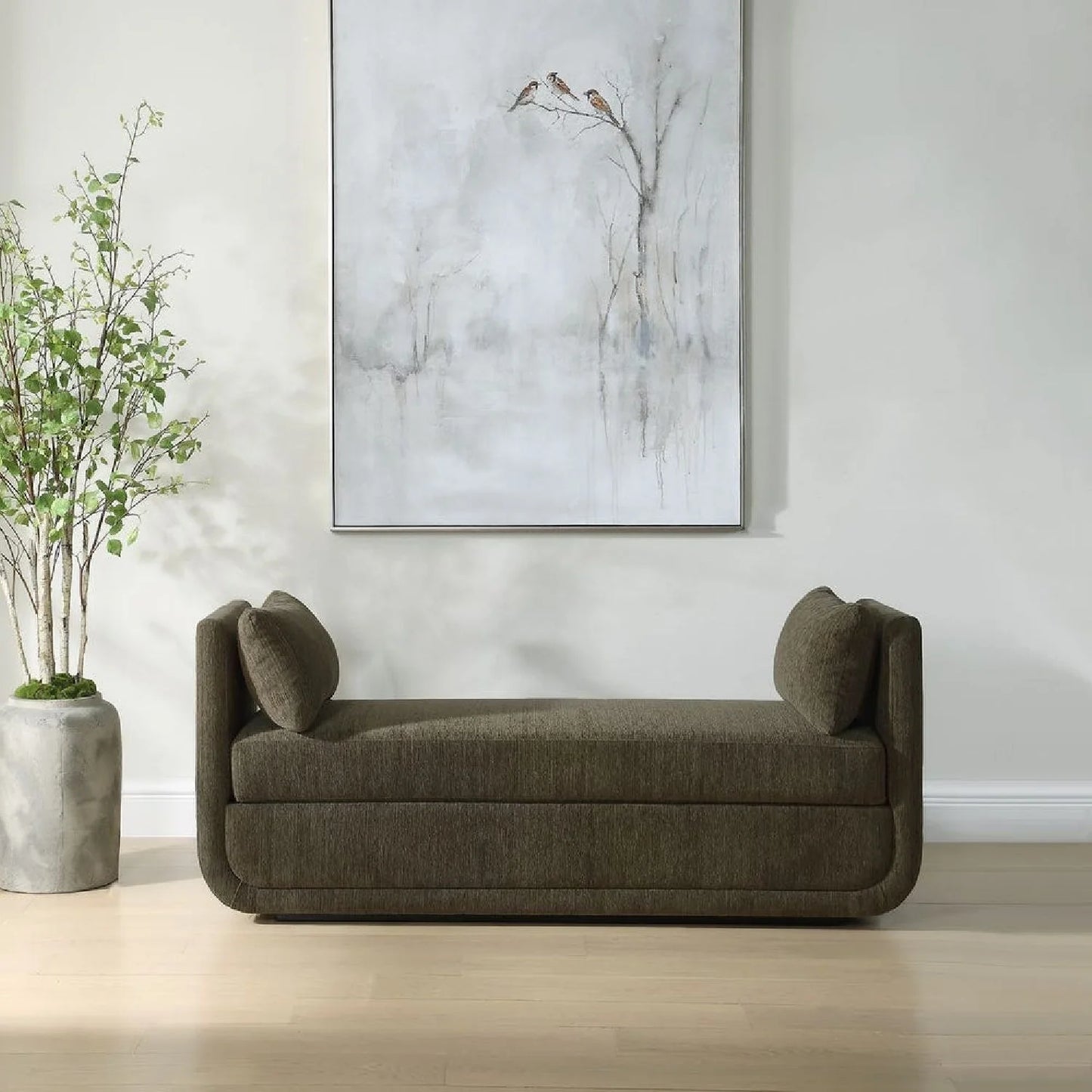 Luxury Textured Chenille Bench European Style for Villa