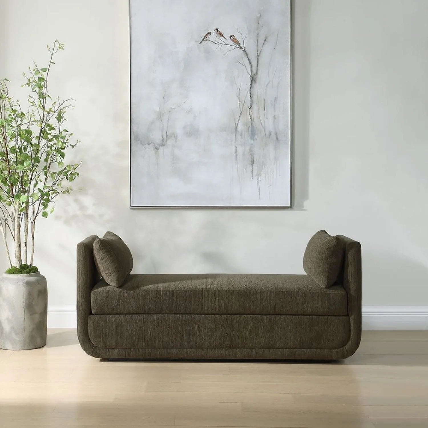 Luxury Textured Chenille Bench European Style for Villa