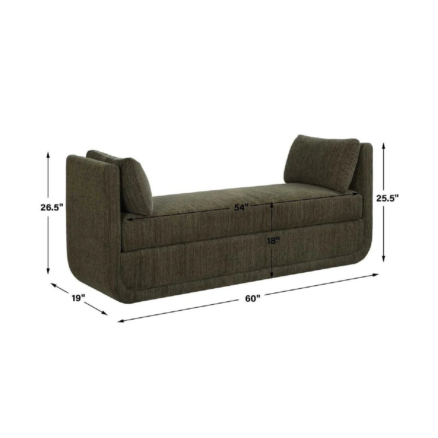 Luxury Textured Chenille Bench European Style for Villa