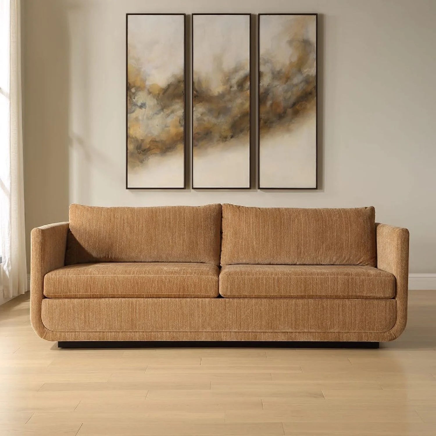 Luxury Textured Chenille Curved Sofa Modern Italian Style for Villa