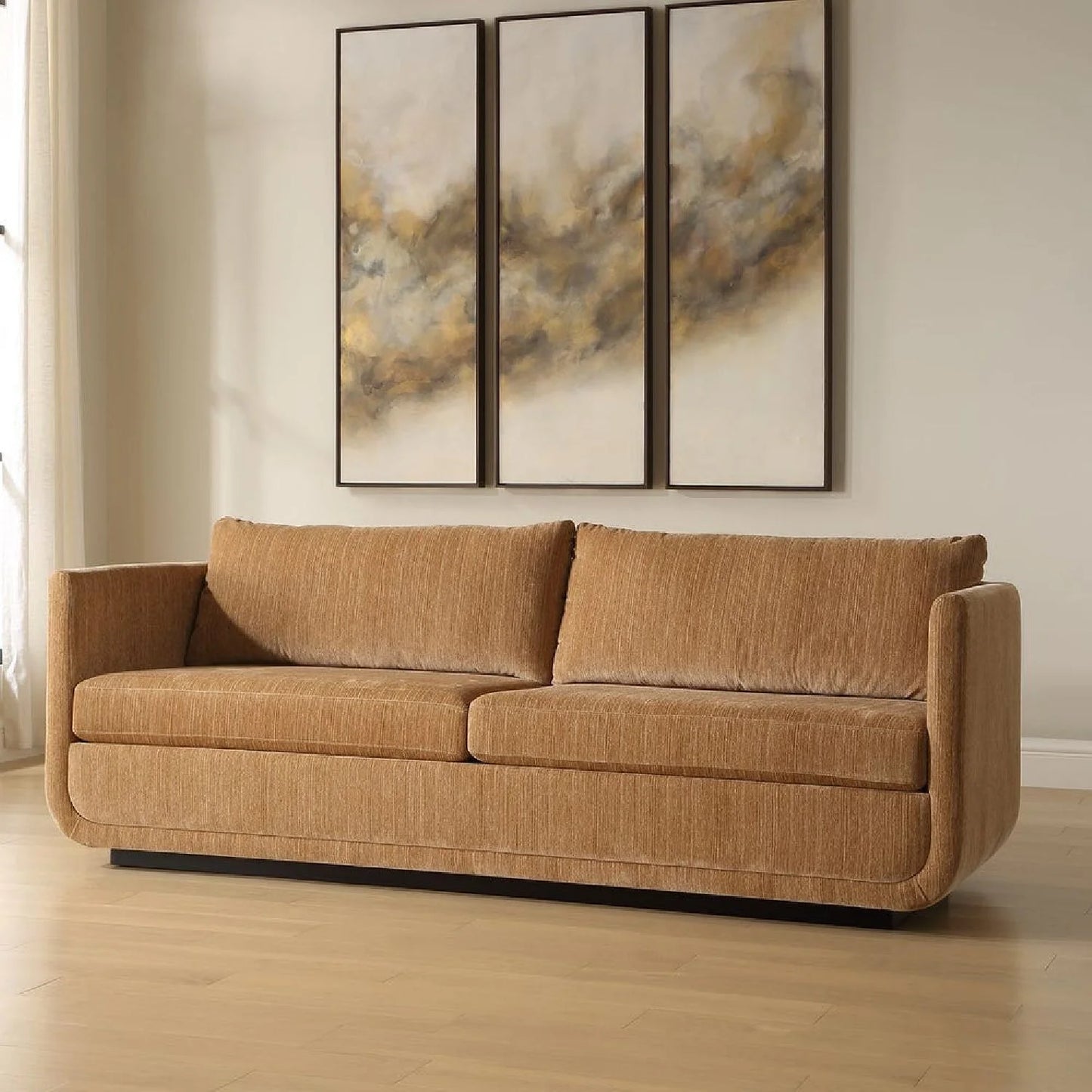 Luxury Textured Chenille Curved Sofa Modern Italian Style for Villa