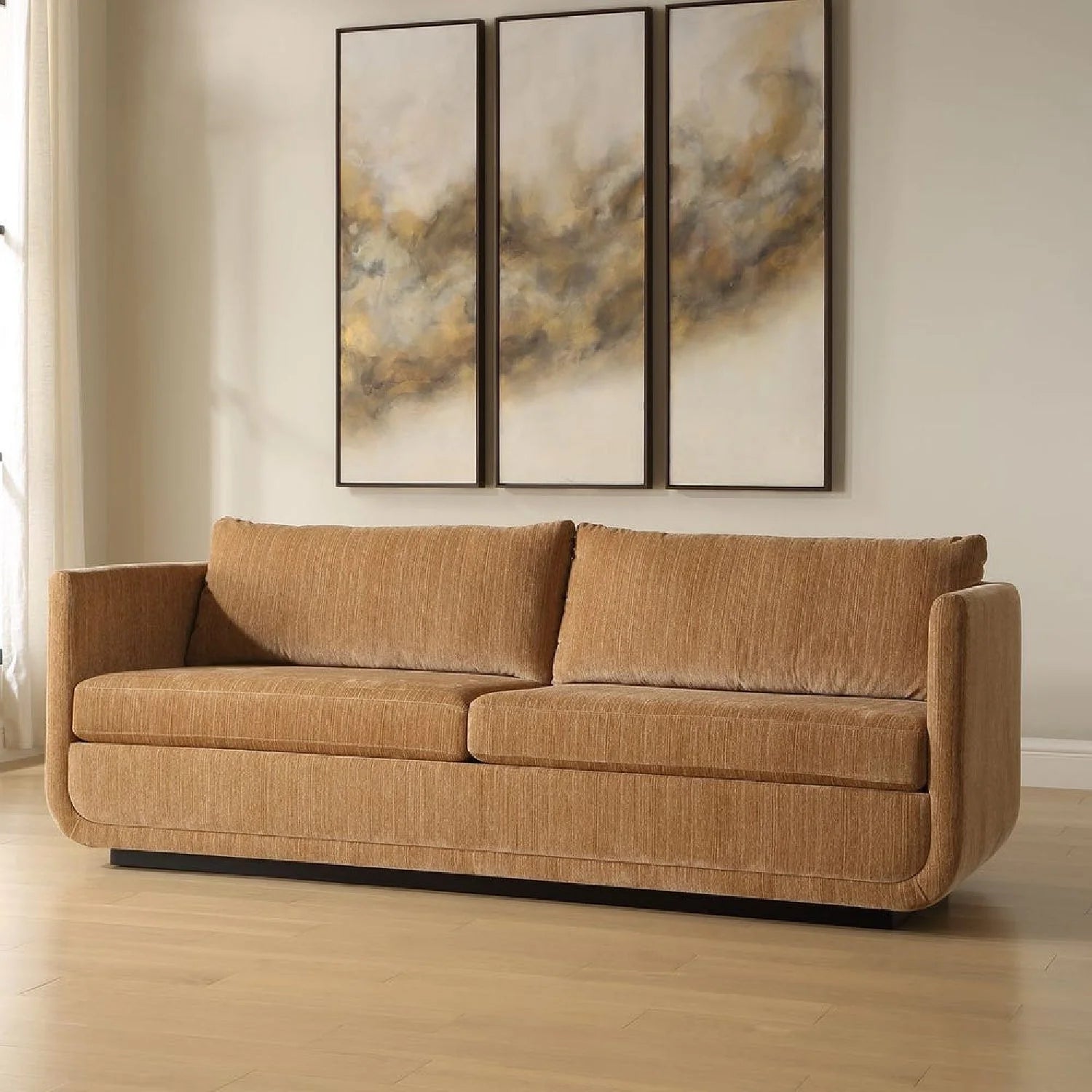 Luxury Textured Chenille Curved Sofa Modern Italian Style for Villa