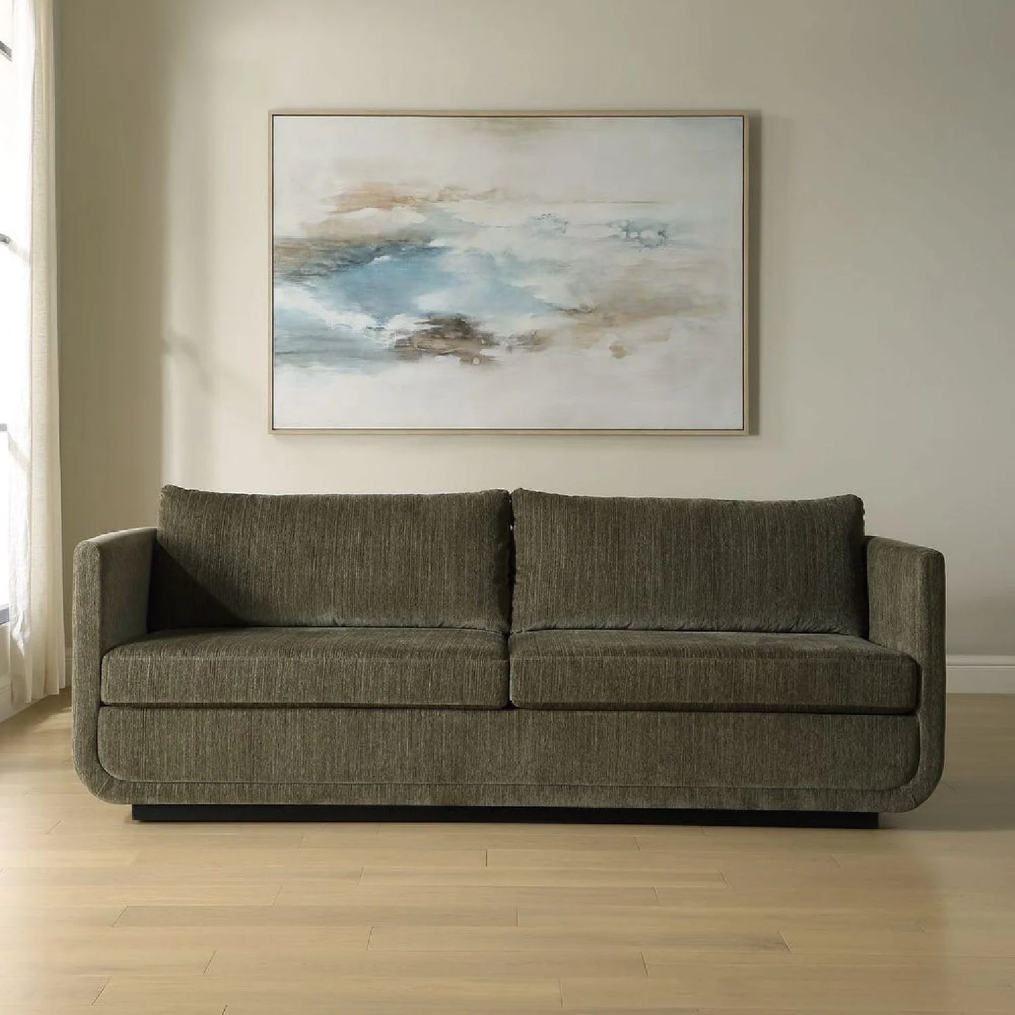Luxury Textured Chenille Curved Sofa Modern Italian Style for Villa