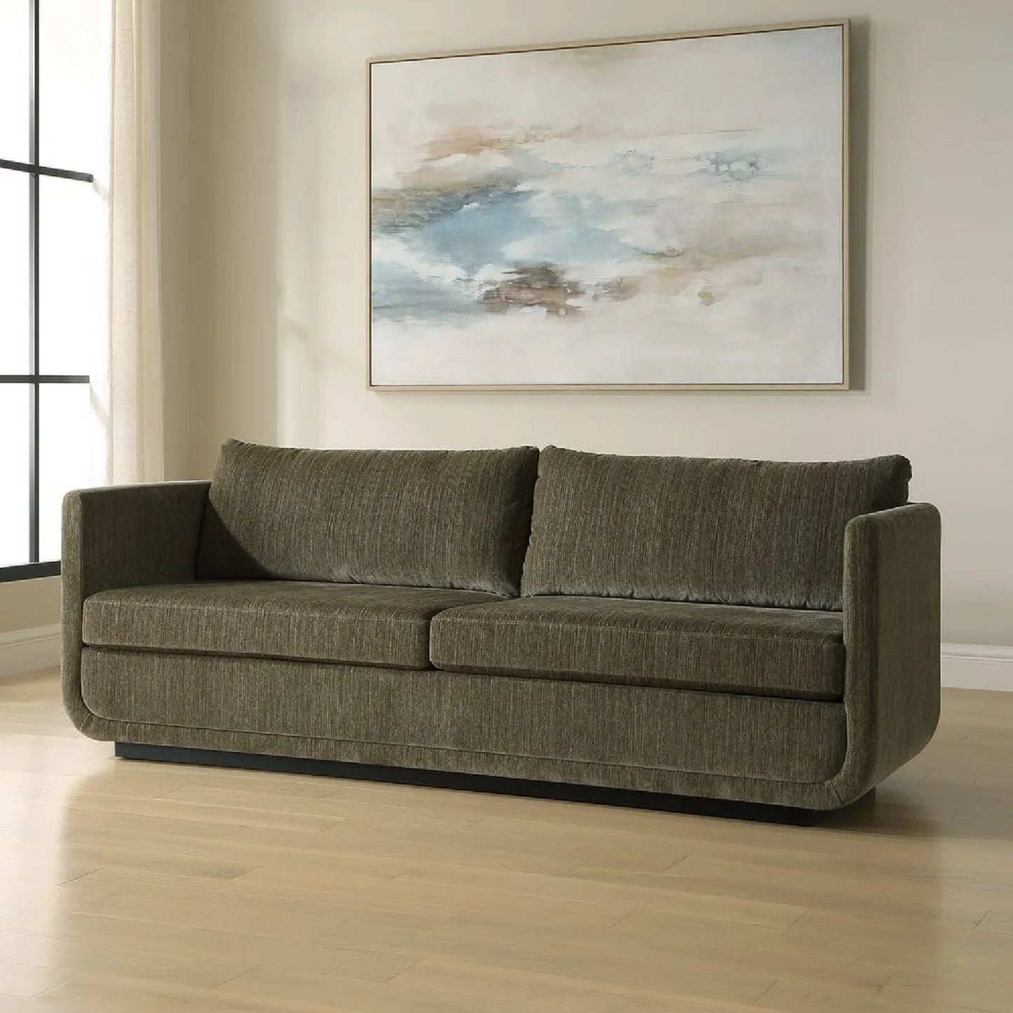 Luxury Textured Chenille Curved Sofa Modern Italian Style for Villa