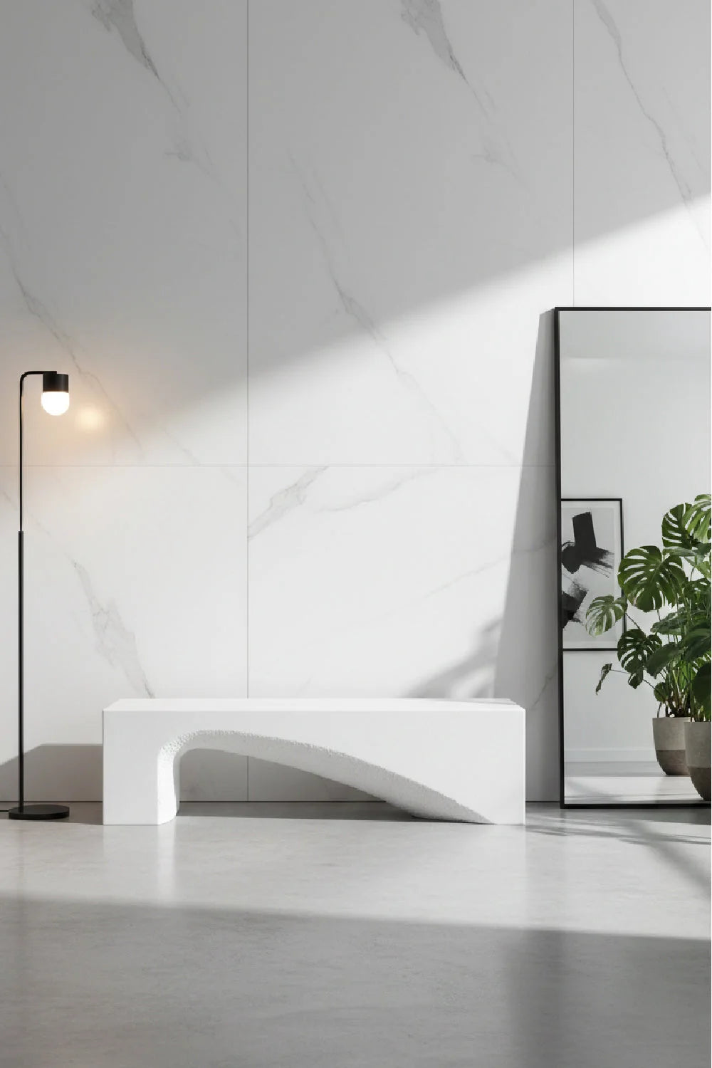 Luxury Textured Concrete Bench European Style for Villa