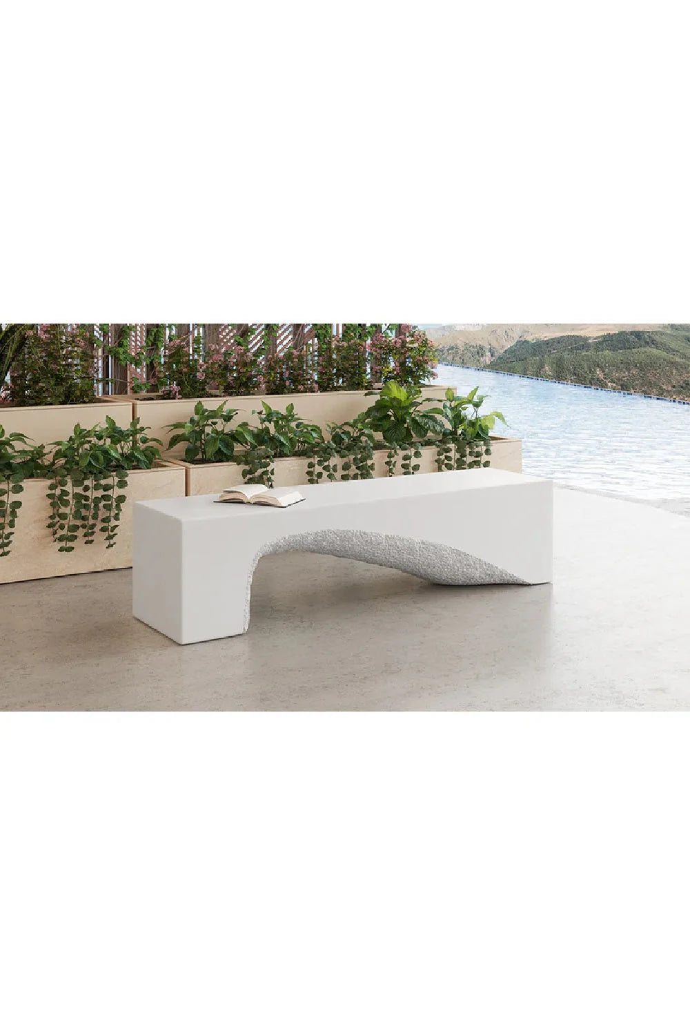 Luxury Textured Concrete Bench European Style for Villa