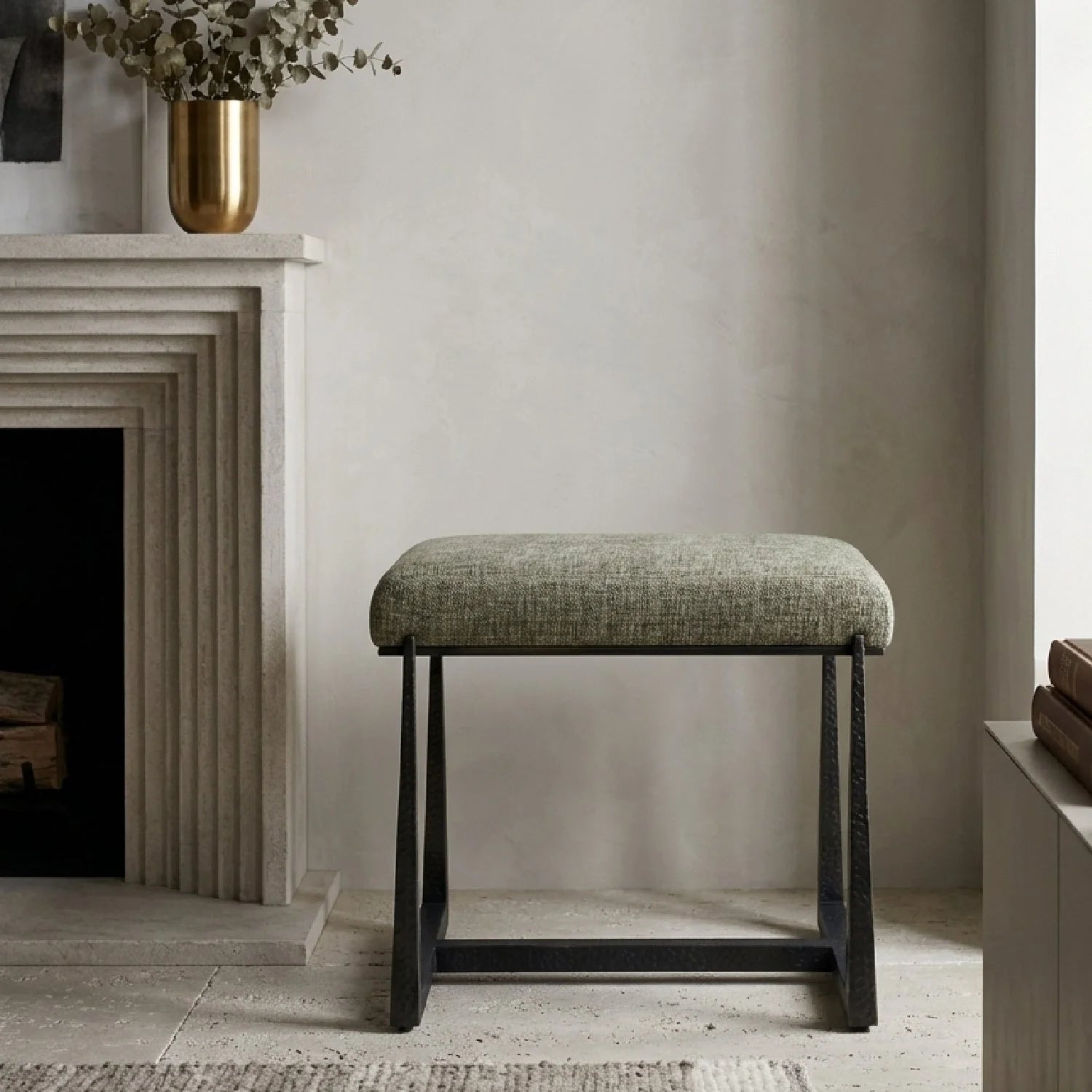 Luxury Textured Fabric Bench European Style for Villa