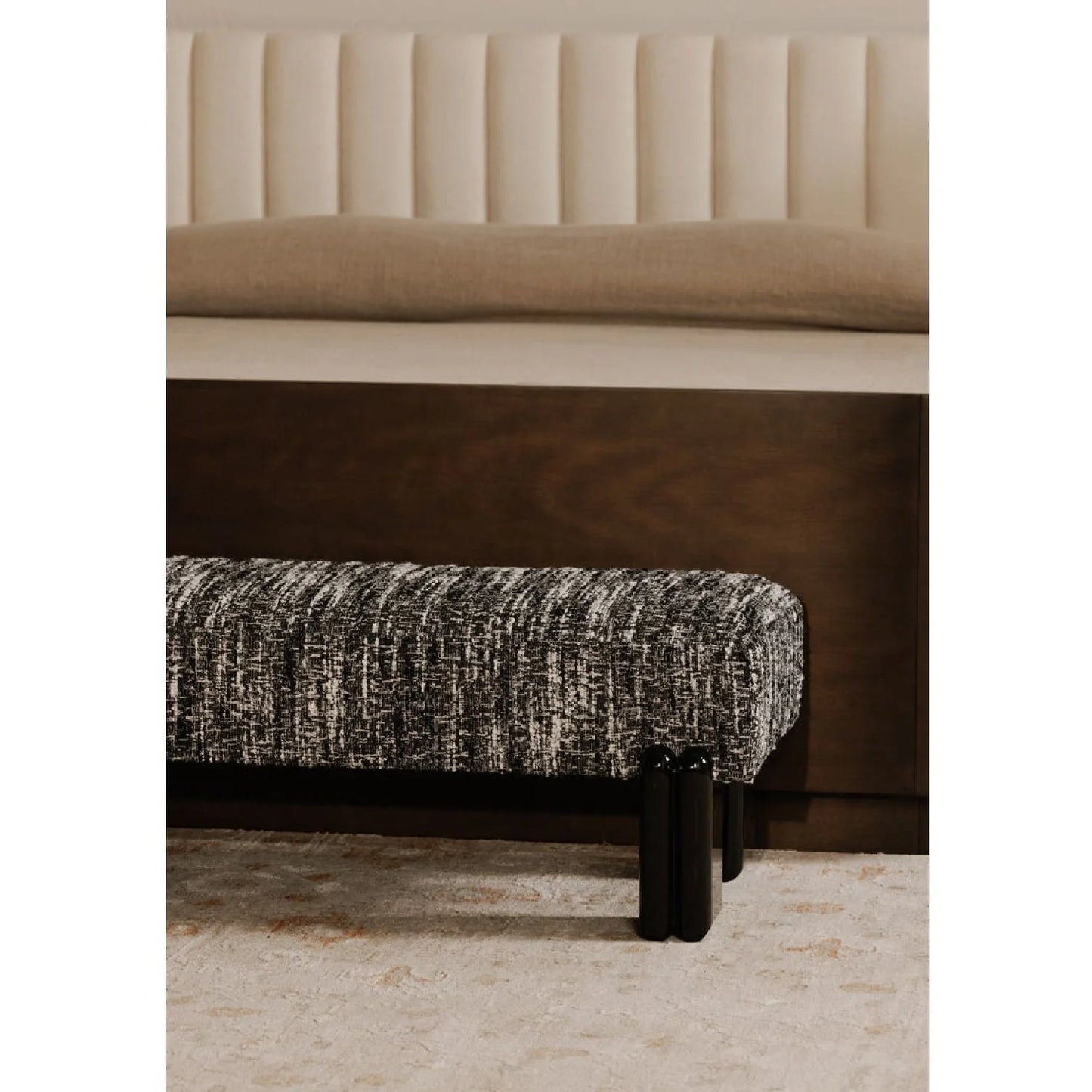 Luxury Textured Fabric Bench European Style for Villa