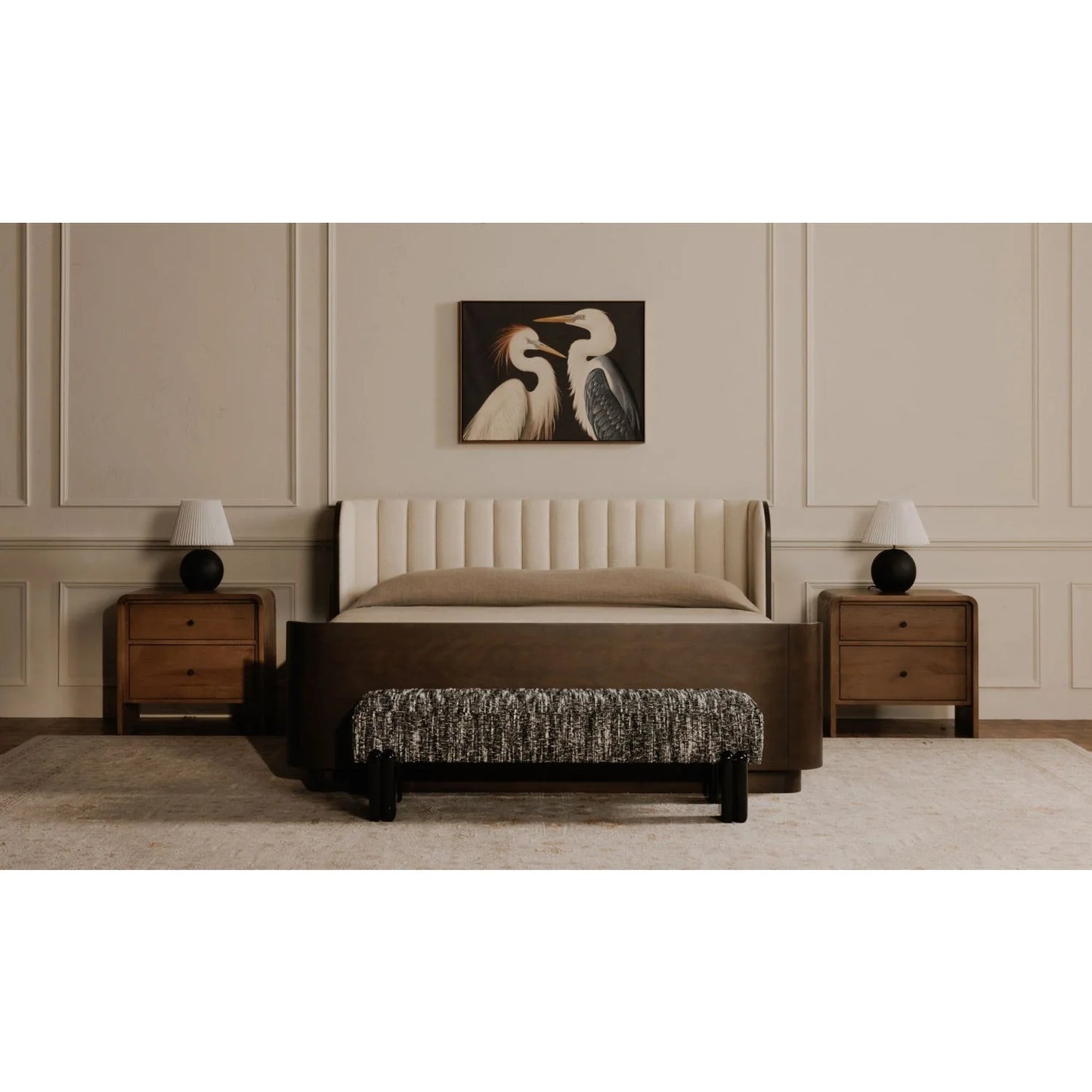 Luxury Textured Fabric Bench European Style for Villa