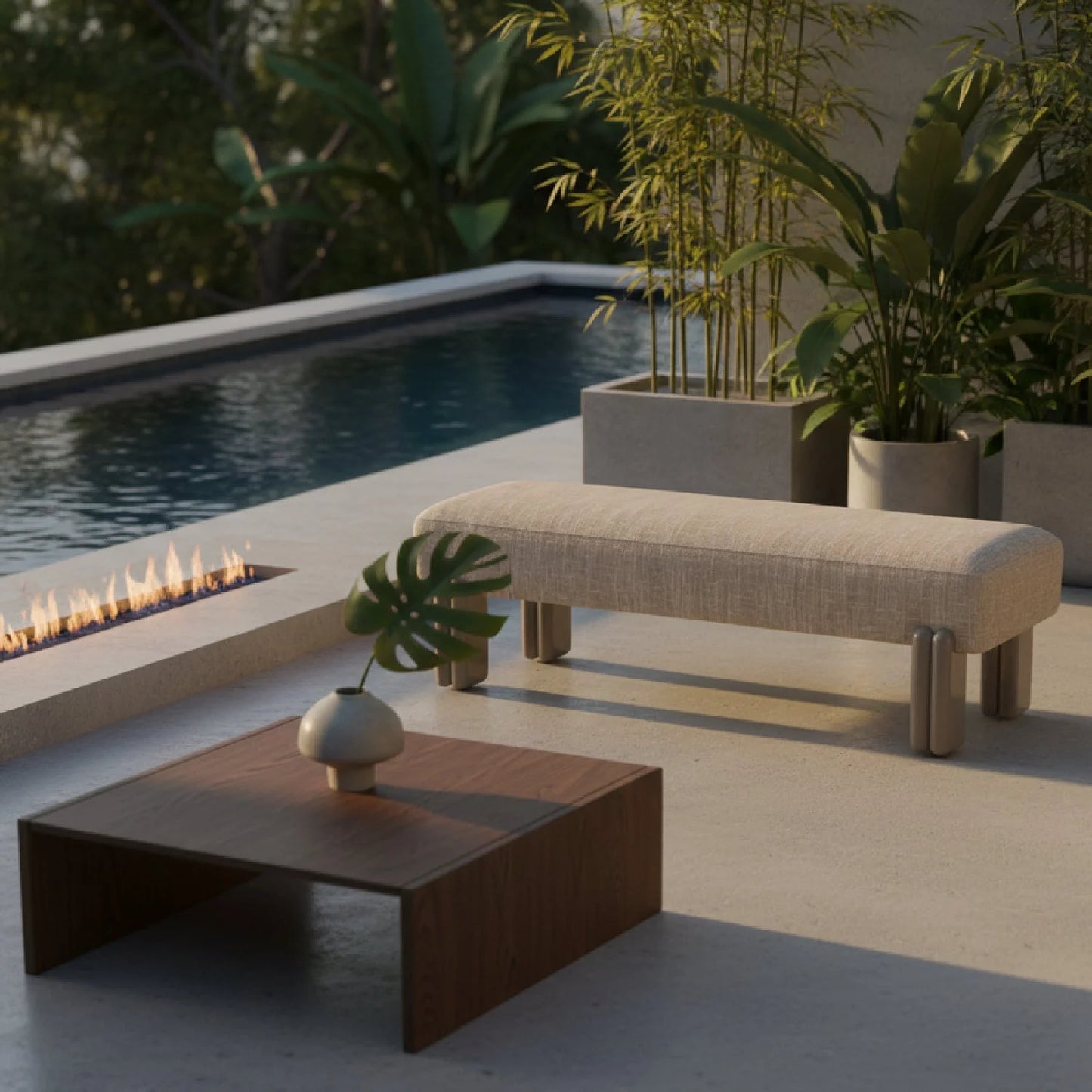 Luxury Textured Fabric Bench European Style for Villa