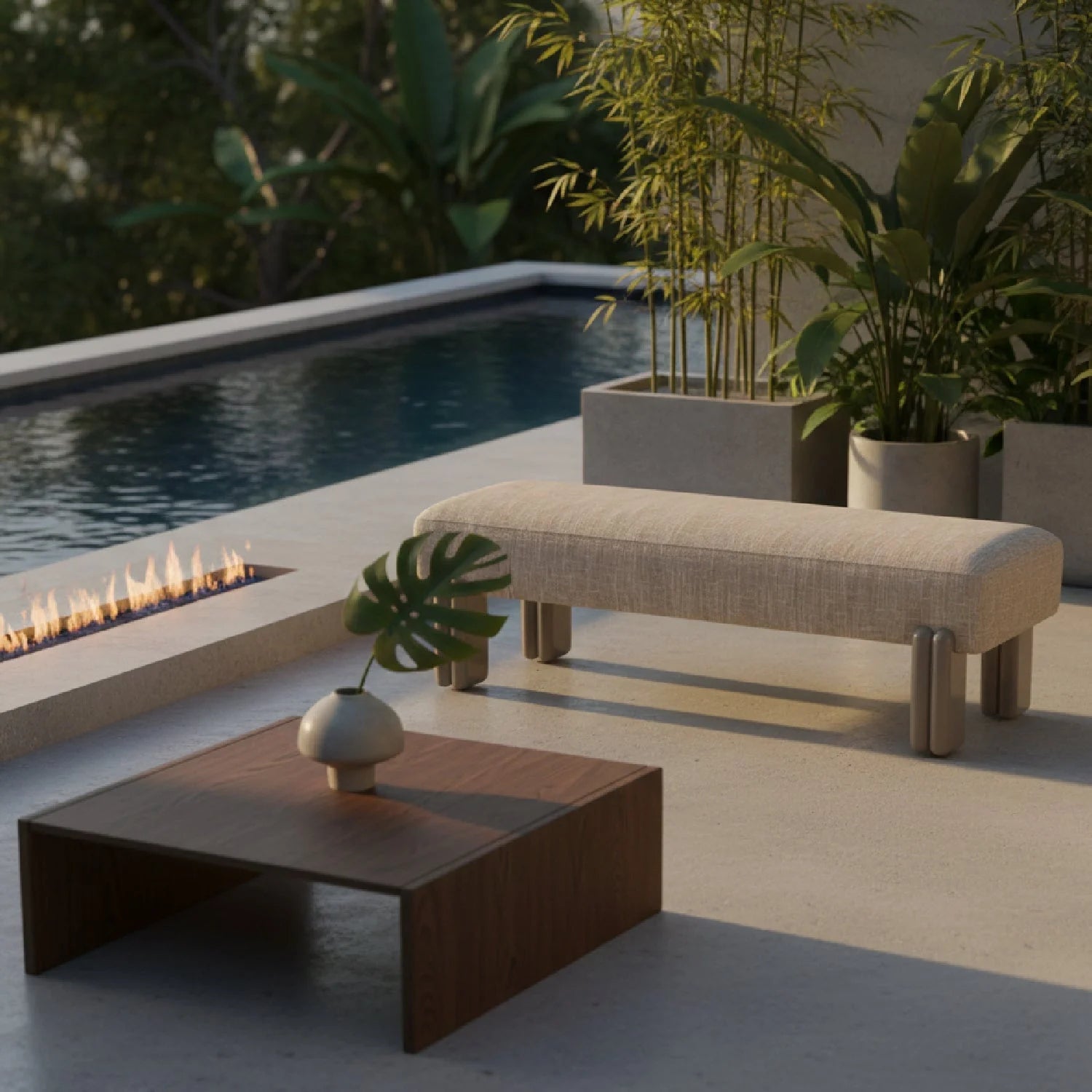 Luxury Textured Fabric Bench European Style for Villa
