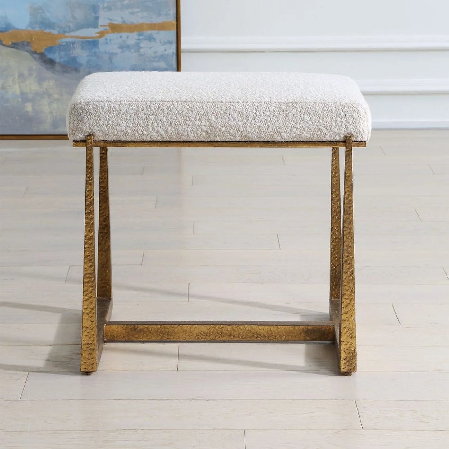 Luxury Textured Fabric Bench European Style for Villa