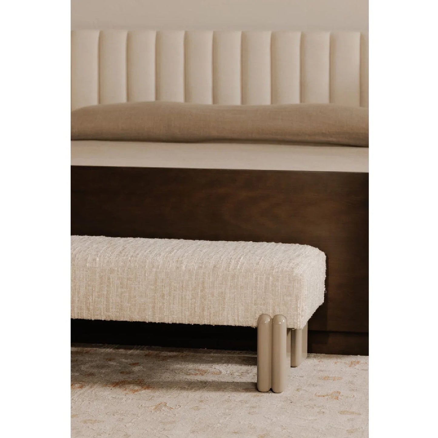 Luxury Textured Fabric Bench European Style for Villa