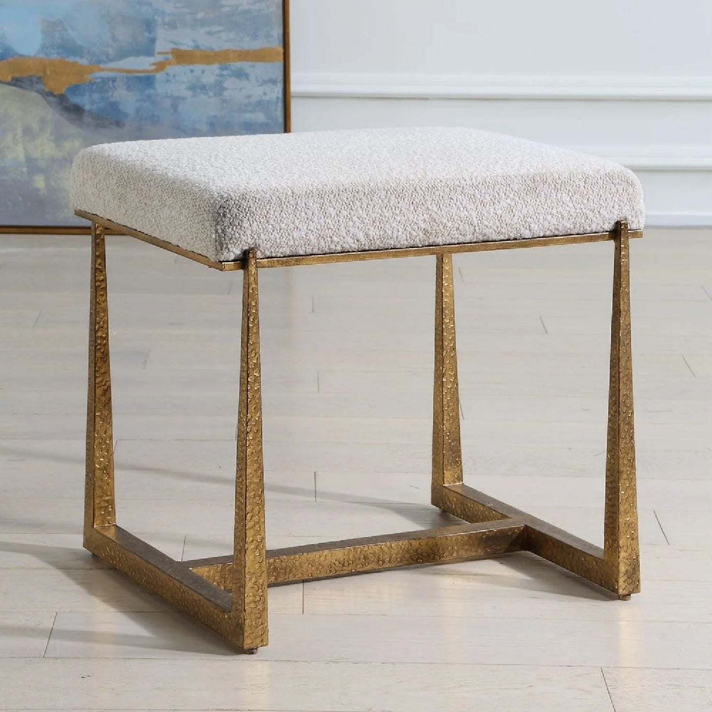 Luxury Textured Fabric Bench European Style for Villa