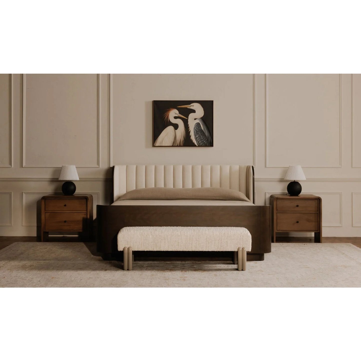 Luxury Textured Fabric Bench European Style for Villa