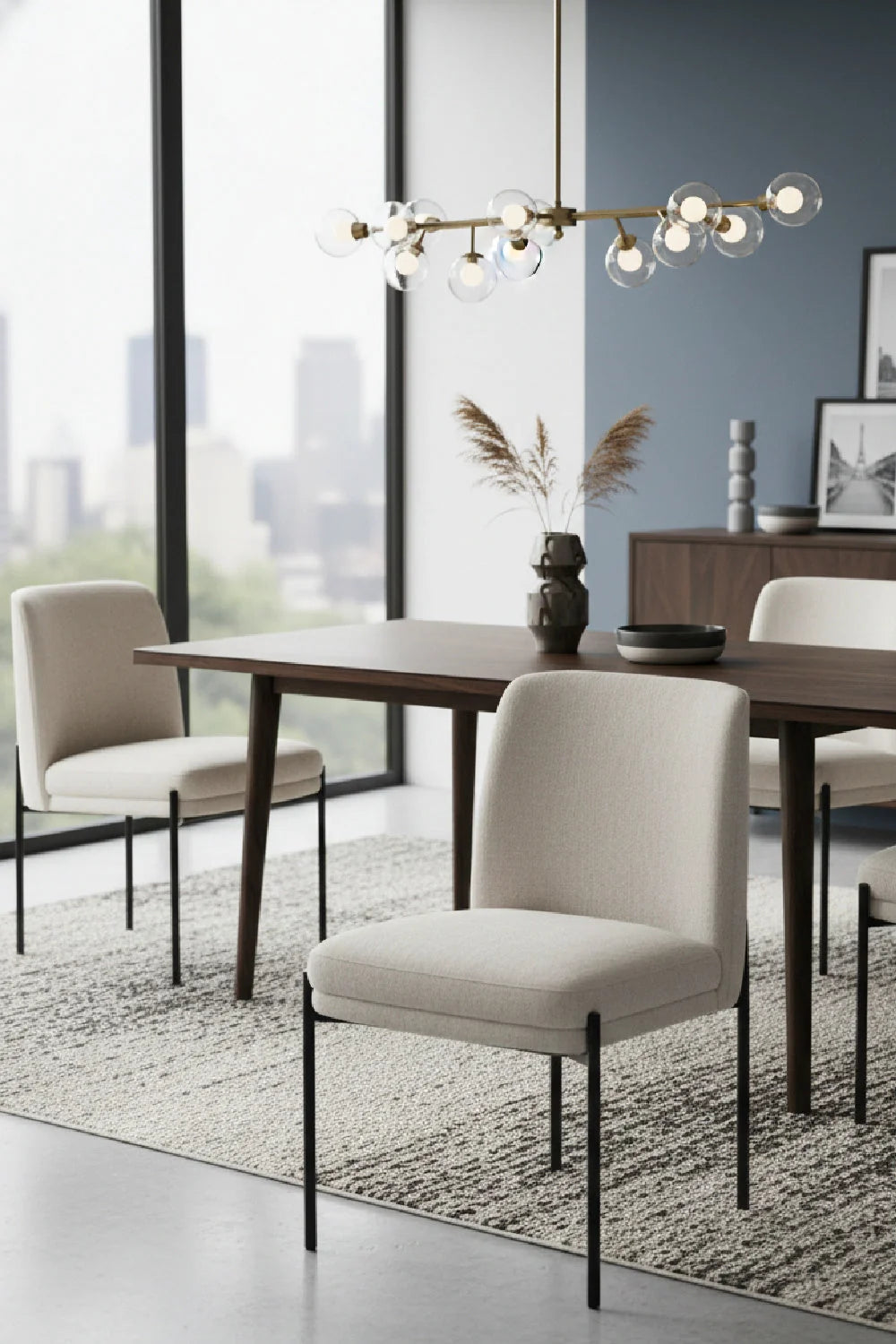 Luxury Textured Fabric Modern Dining Chair European Style for Villa