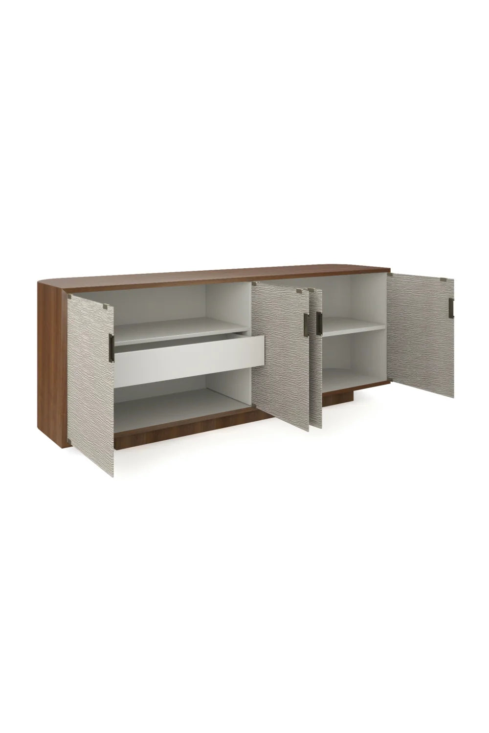 Luxury Textured Glass 4-Door Sideboard European Style for Villa