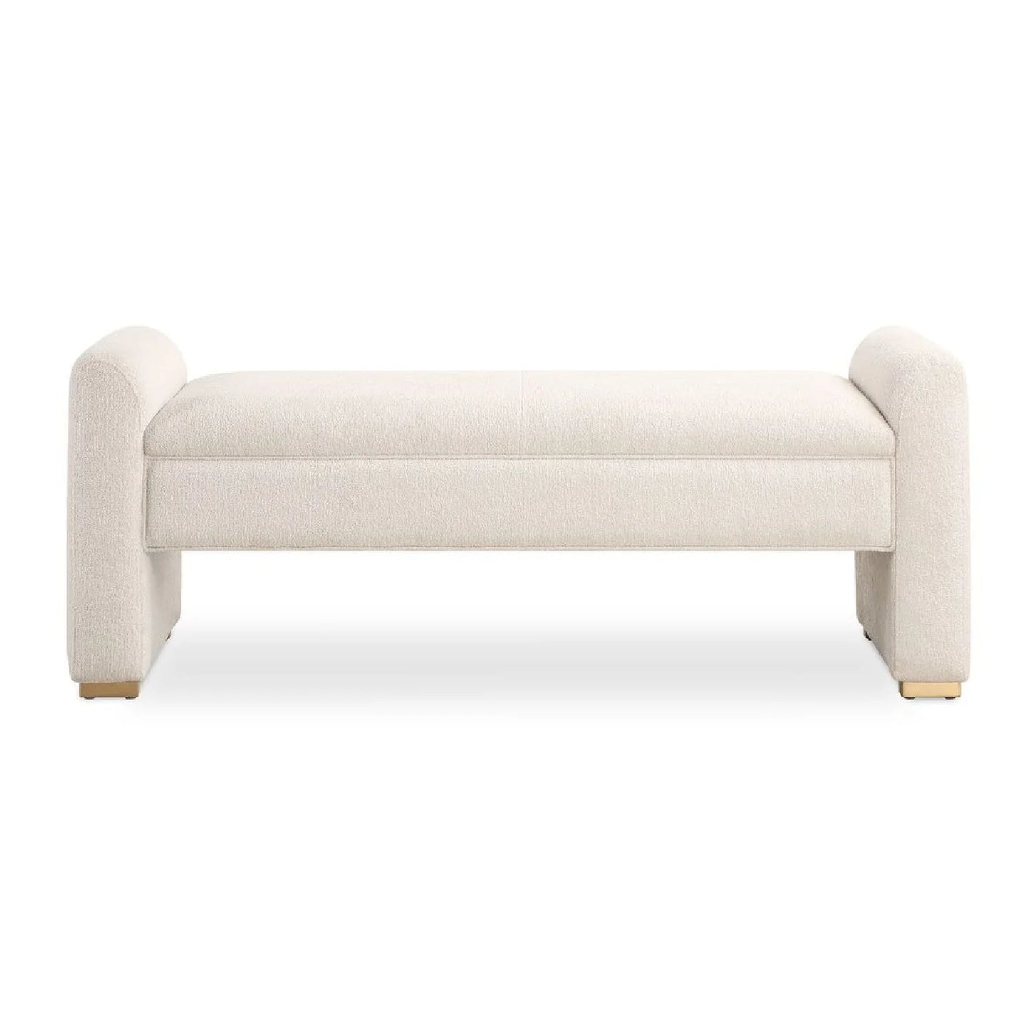 Luxury Textured Ivory Boucle Bench European Style for Villa