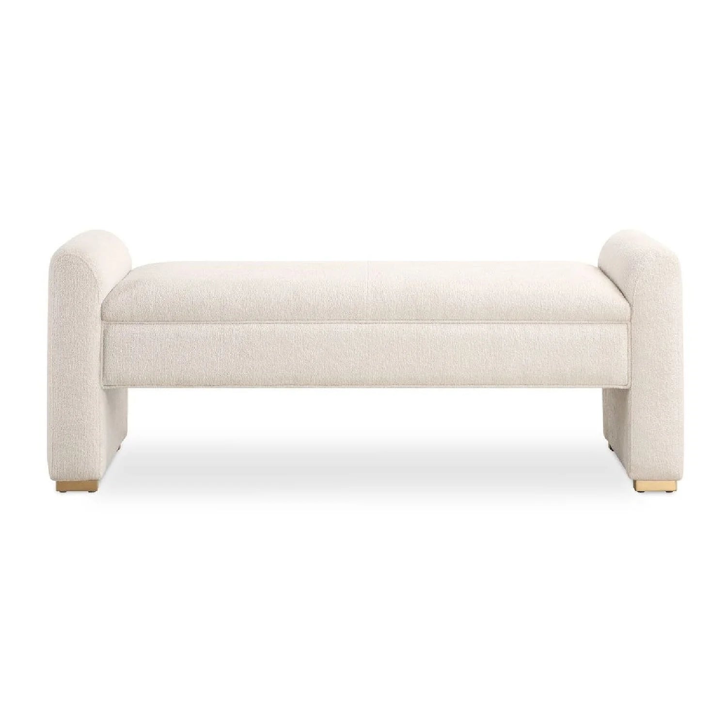 Luxury Textured Ivory Boucle Bench European Style for Villa