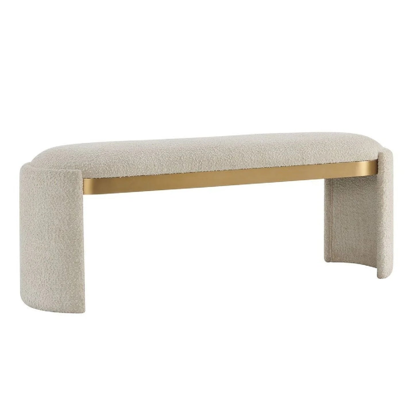 Luxury Textured Ivory Boucle Bench European Style for Villa