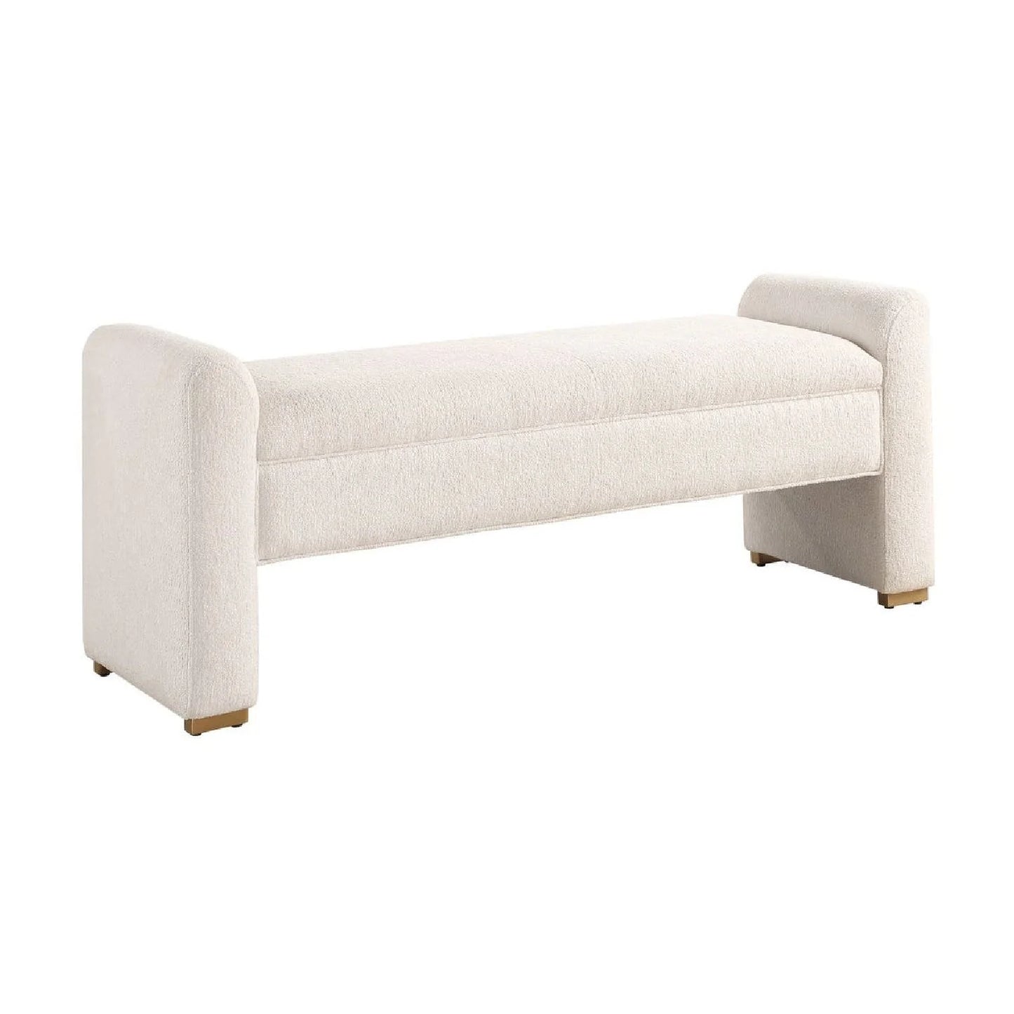 Luxury Textured Ivory Boucle Bench European Style for Villa