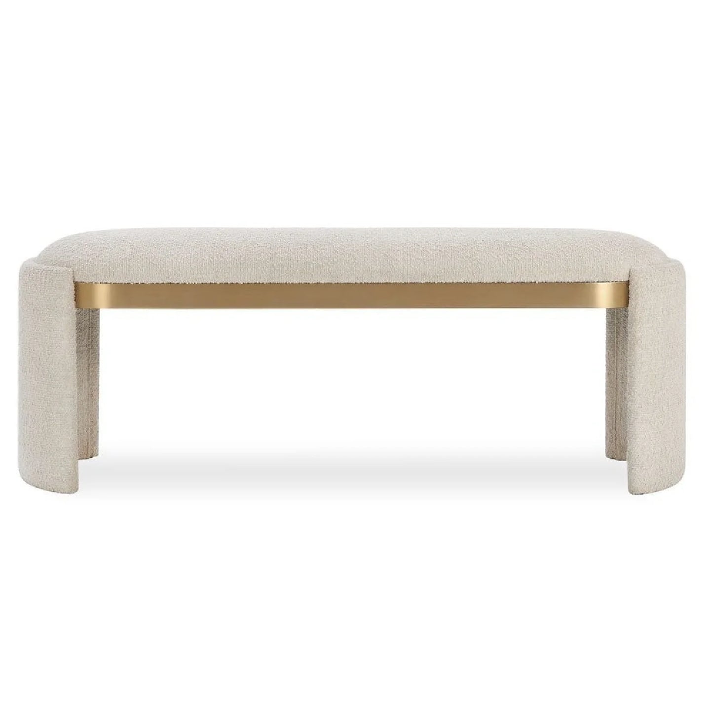 Luxury Textured Ivory Boucle Bench European Style for Villa