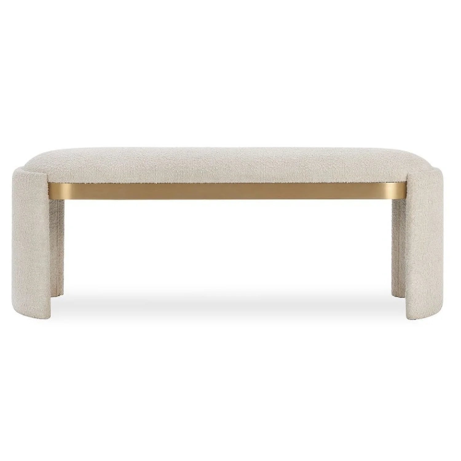 Luxury Textured Ivory Boucle Bench European Style for Villa