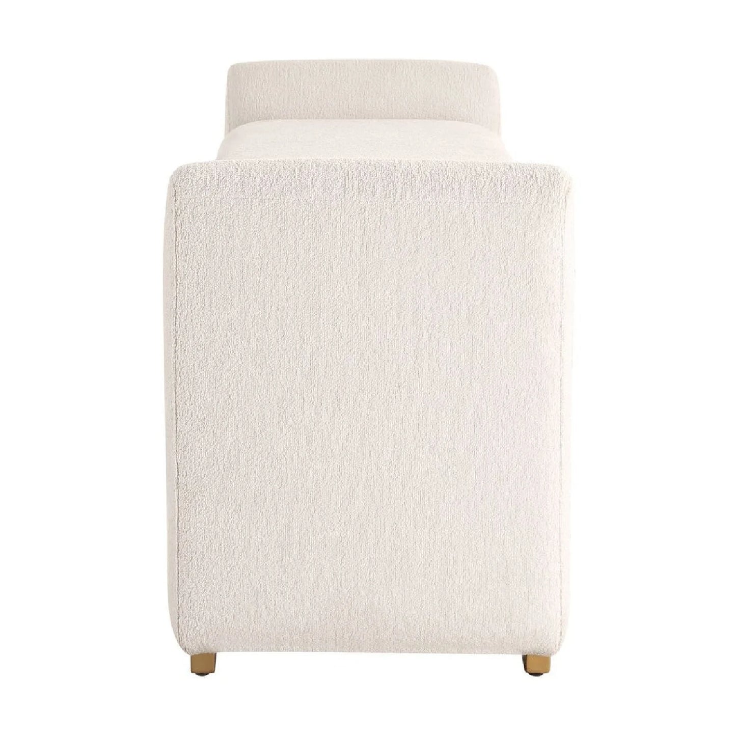 Luxury Textured Ivory Boucle Bench European Style for Villa