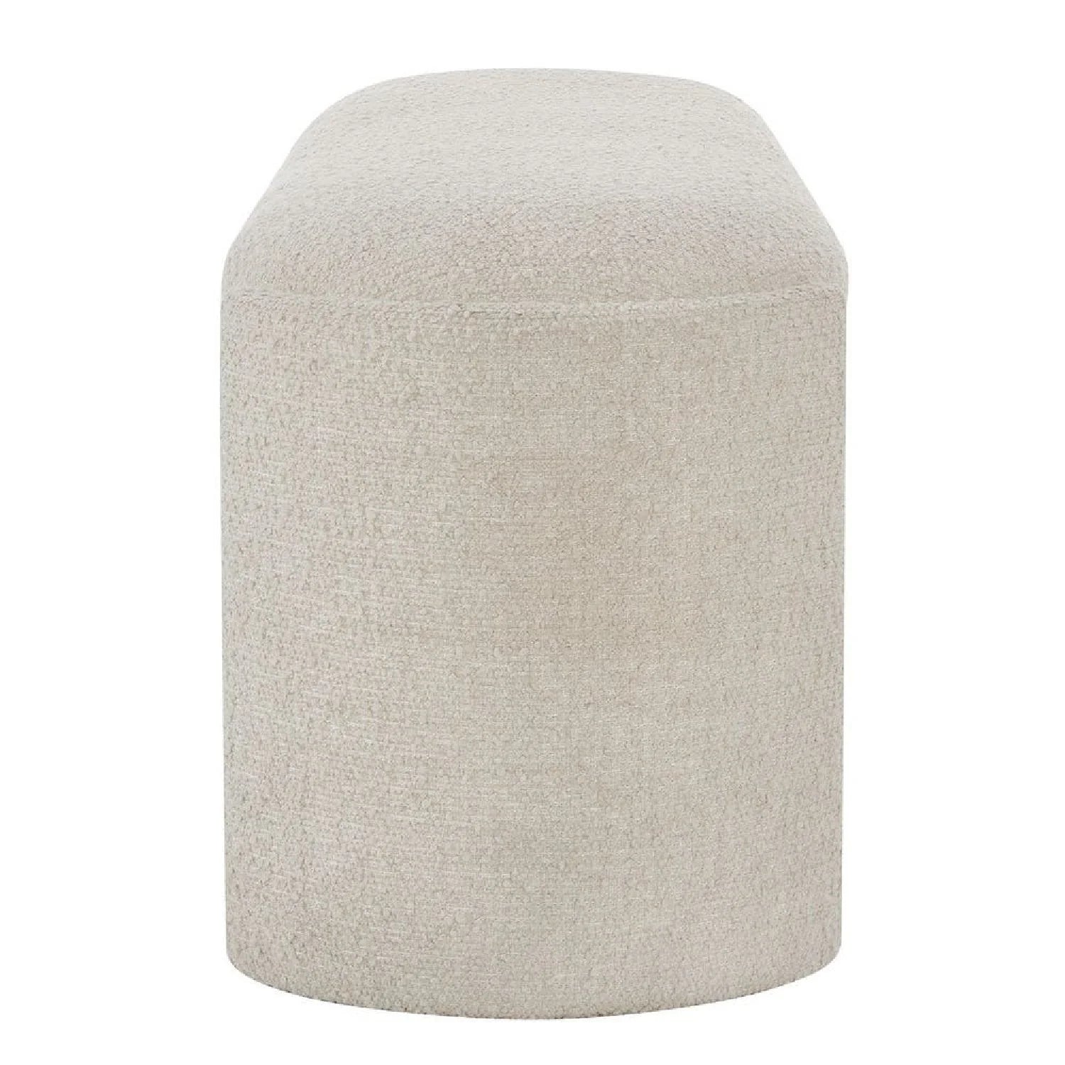 Luxury Textured Ivory Boucle Bench European Style for Villa
