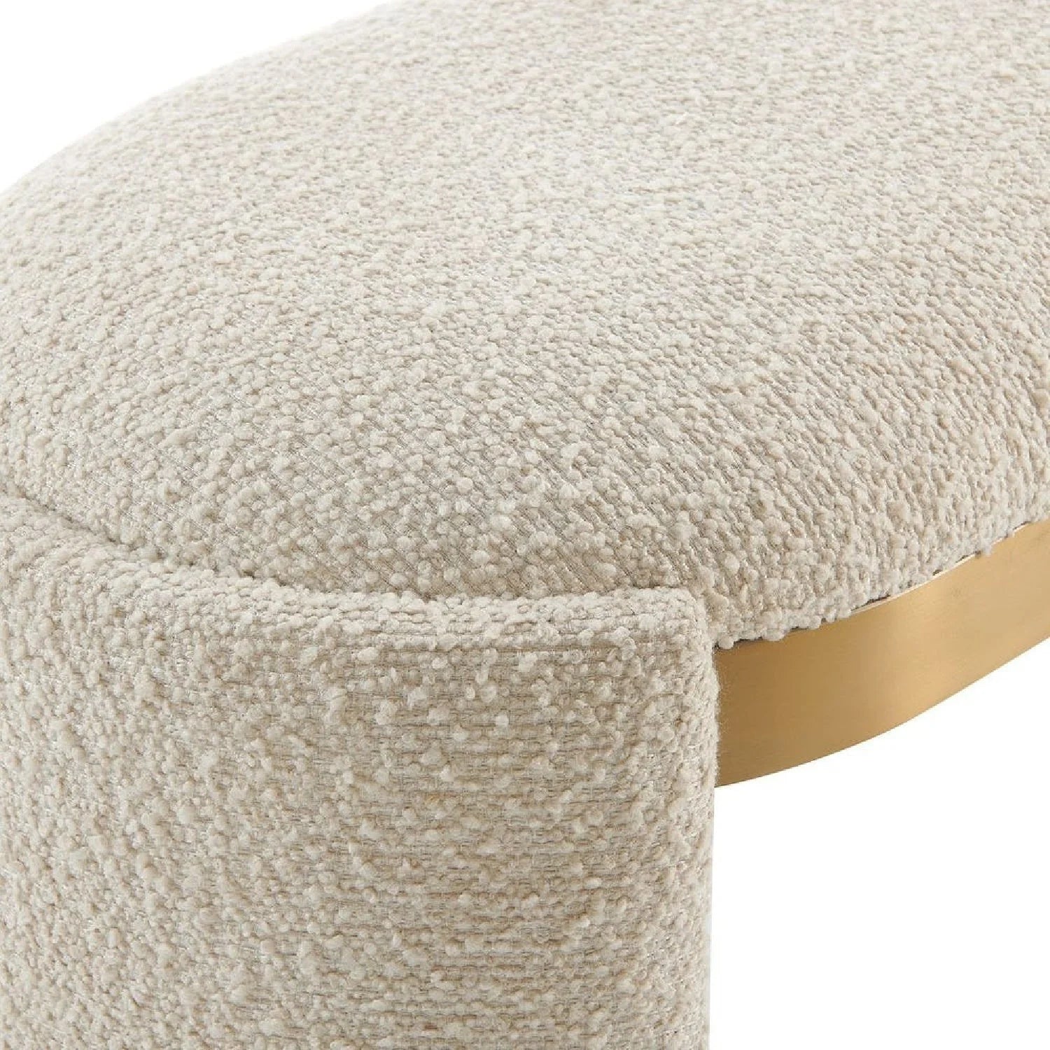 Luxury Textured Ivory Boucle Bench European Style for Villa