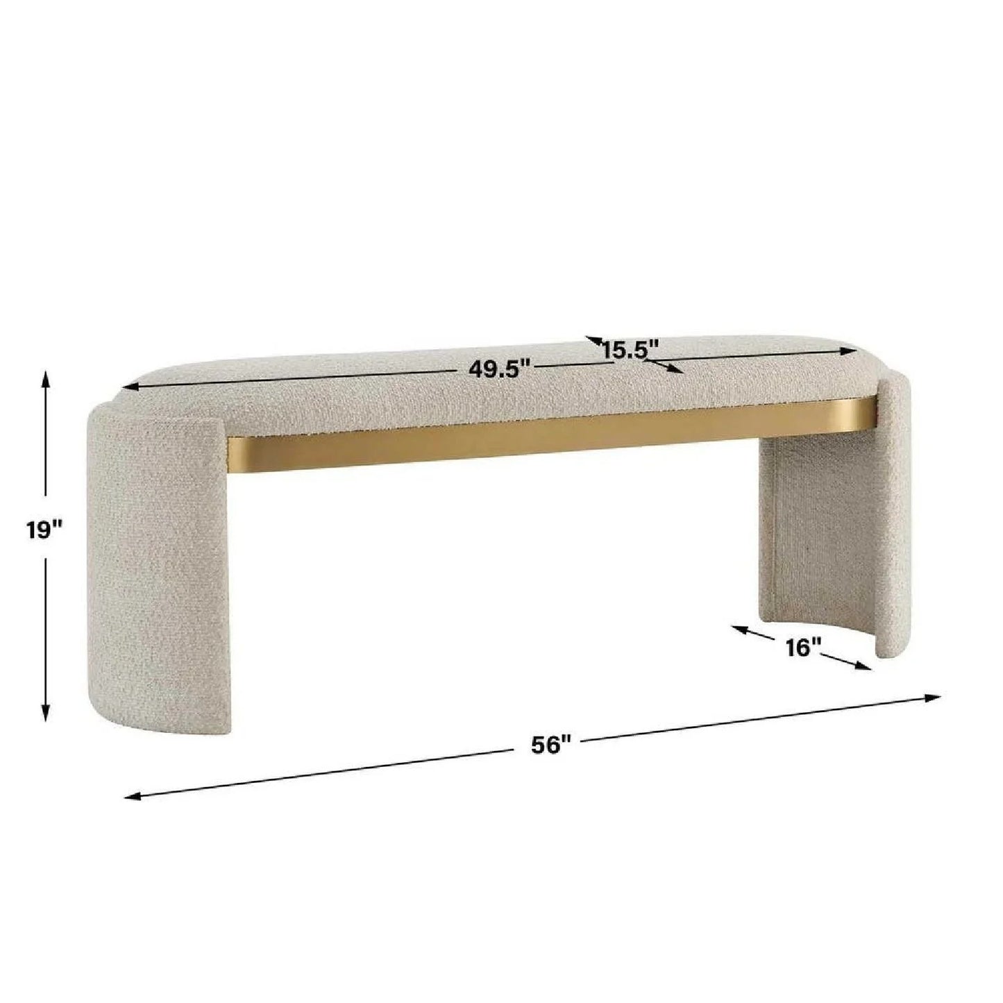 Luxury Textured Ivory Boucle Bench European Style for Villa