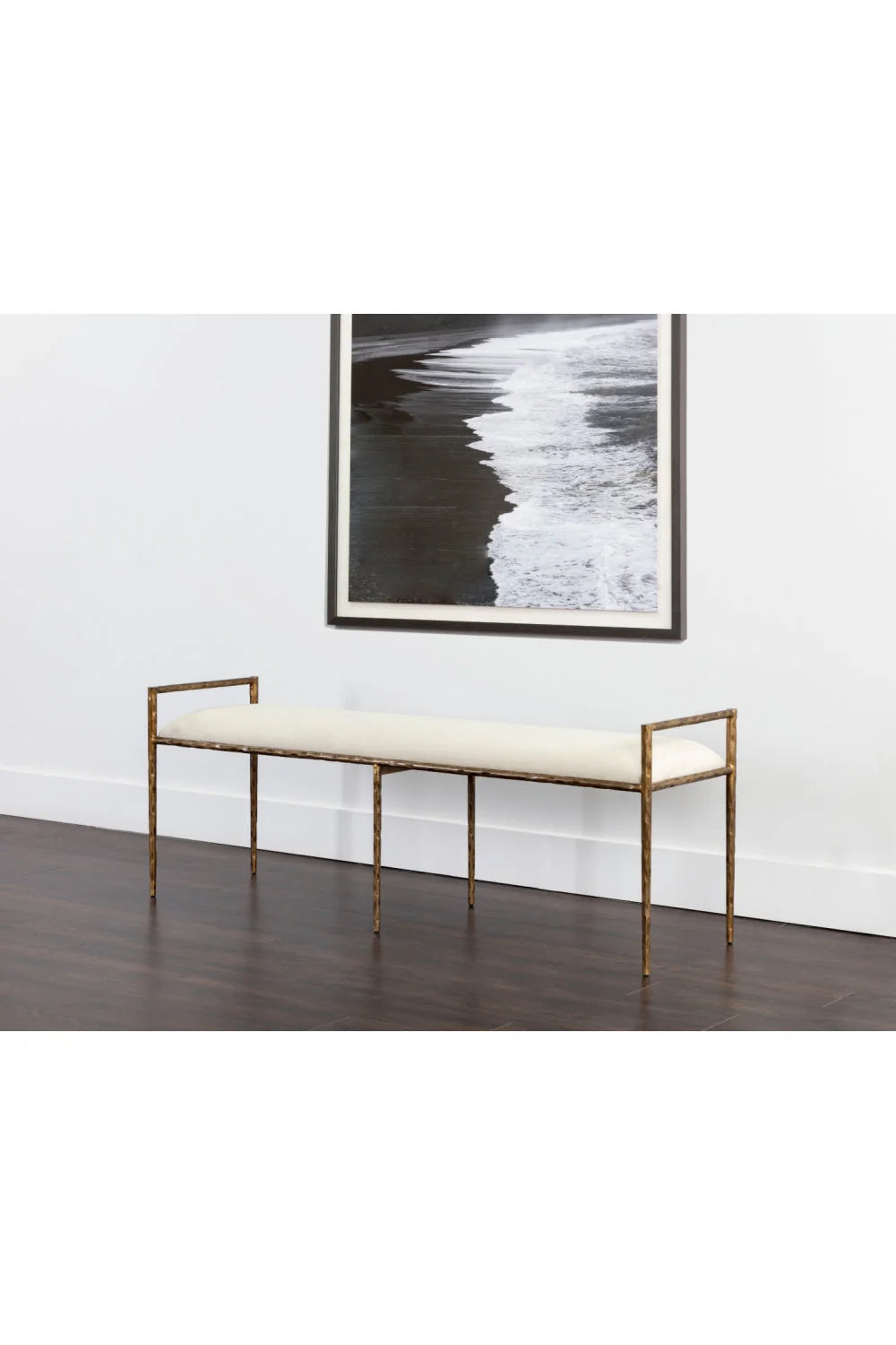 Luxury Textured White Bench European Style for Villa