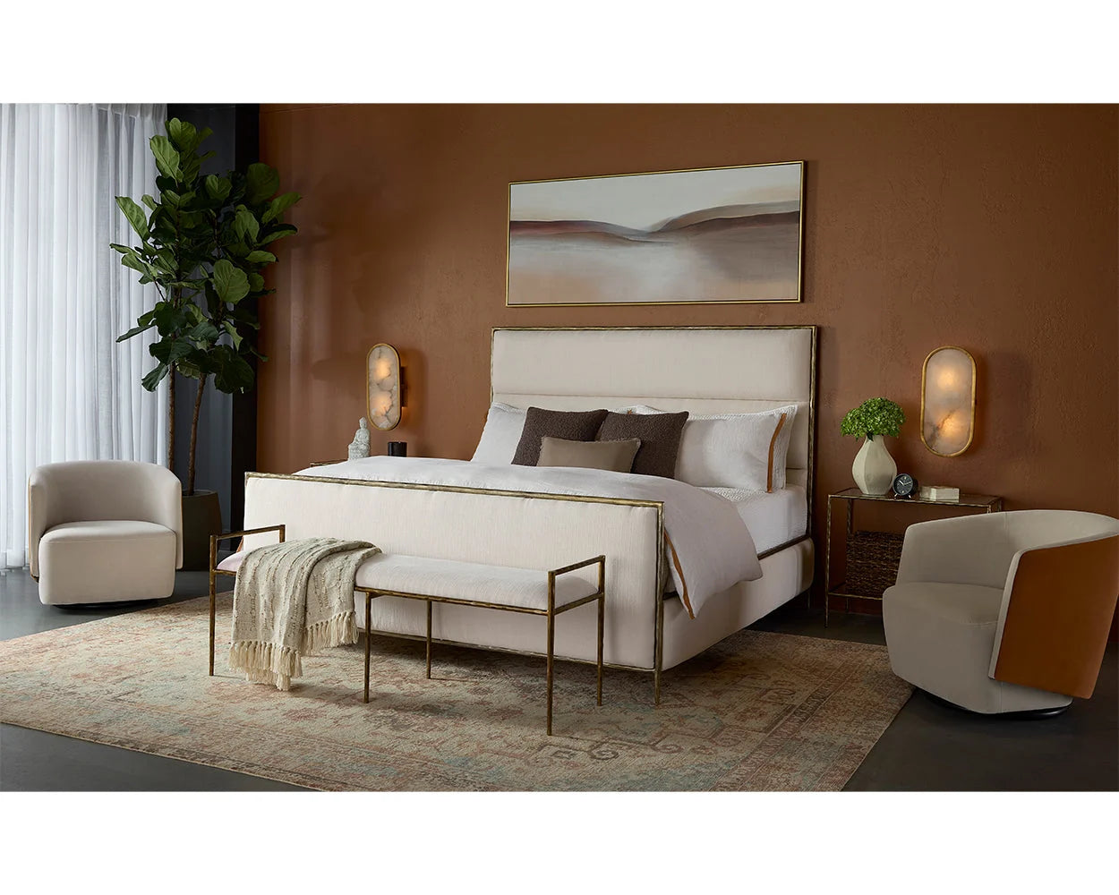 Luxury Textured White Bench European Style for Villa